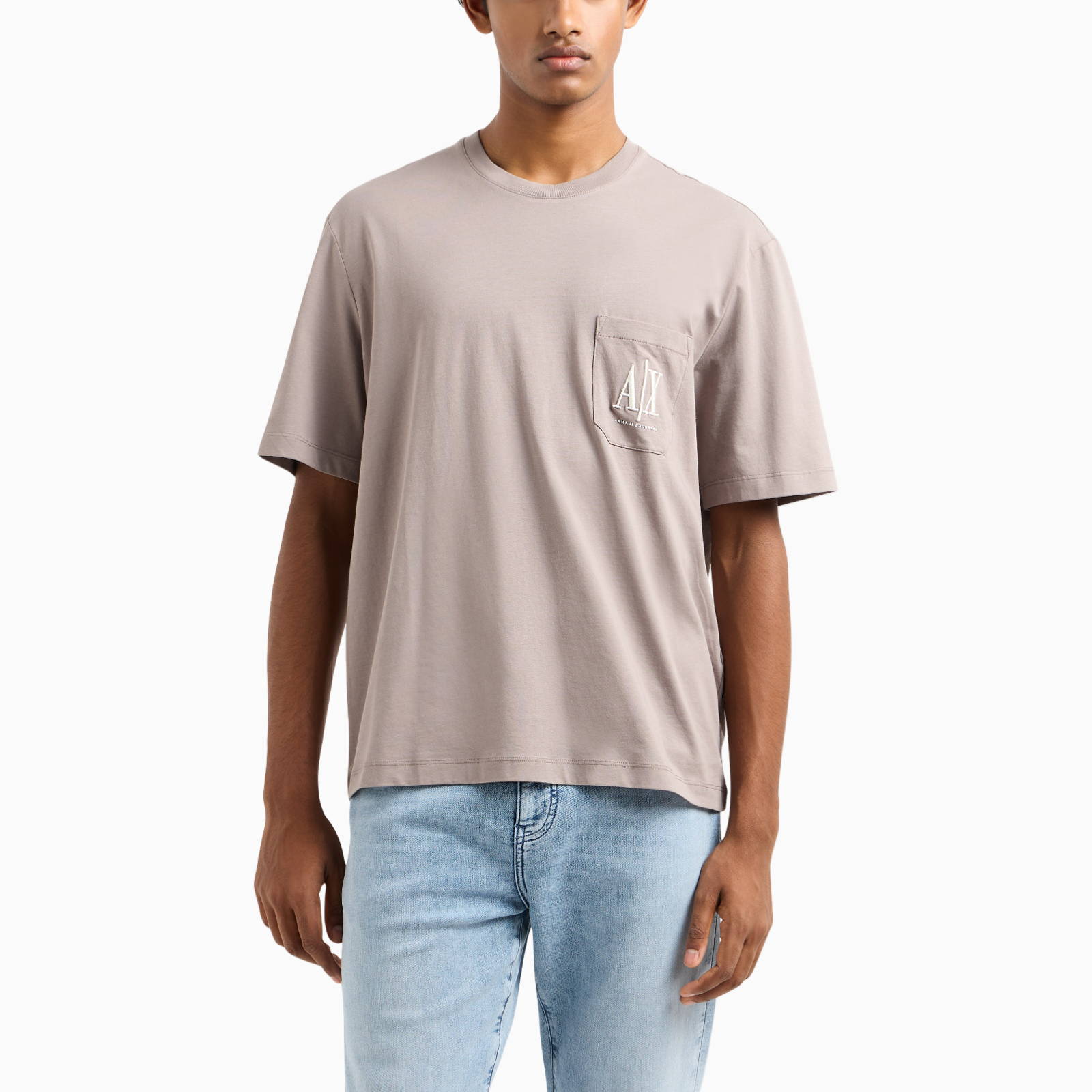 Мъжка бежова тениска Armani Exchange Men T-shirt XM000366 AF12308 U6107 Front View