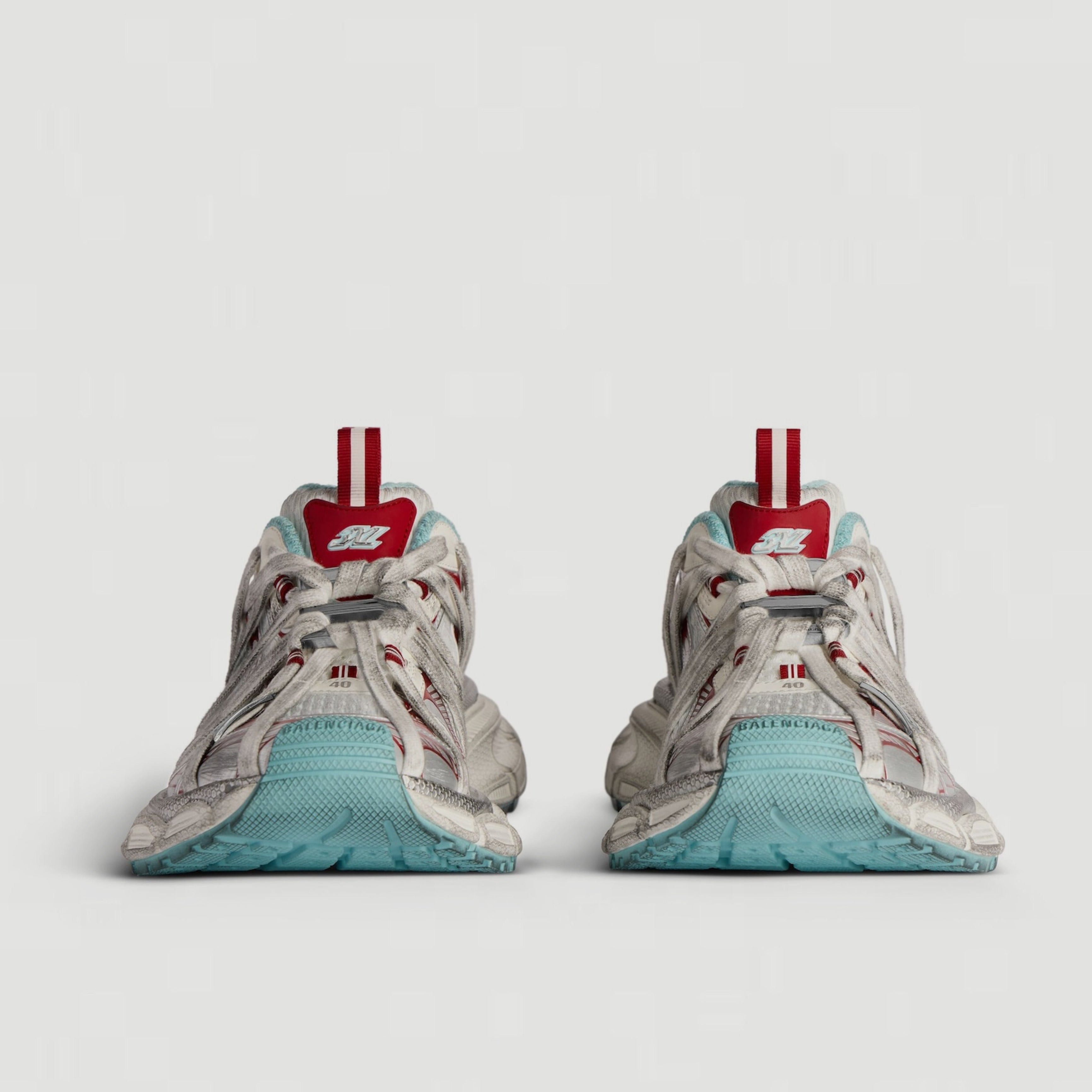 Men’s Balenciaga 3XL Extreme sneakers in White/Red/Turquoise/Grey 825601W3XCH1614 front view