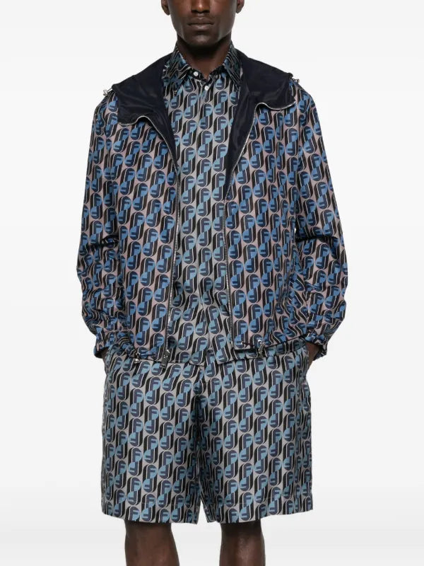 Мъжко двулицево яке Men’s reversible dark gray nylon jacket FENDI FAA615AVIEF0QG0 lifestyle view 3