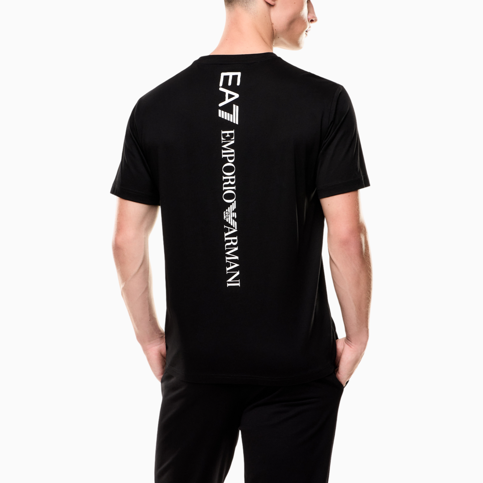 Мъжка черна тениска EA7 Emporio Armani Men T-shirt 7M000567 AF10375 MC001 Back View
