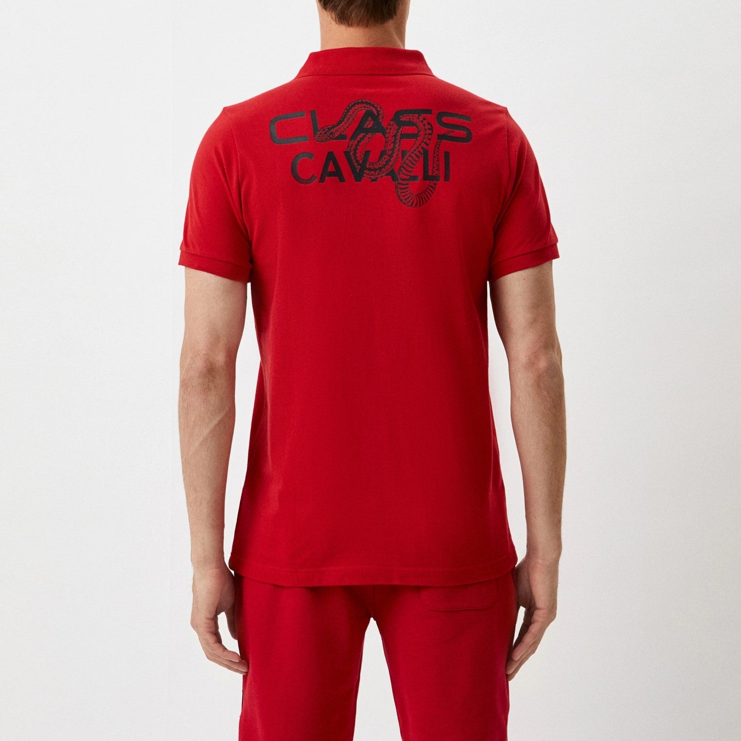 Мъжка червена поло тениска Cavalli Class OXT60H-JD060_ROSSO