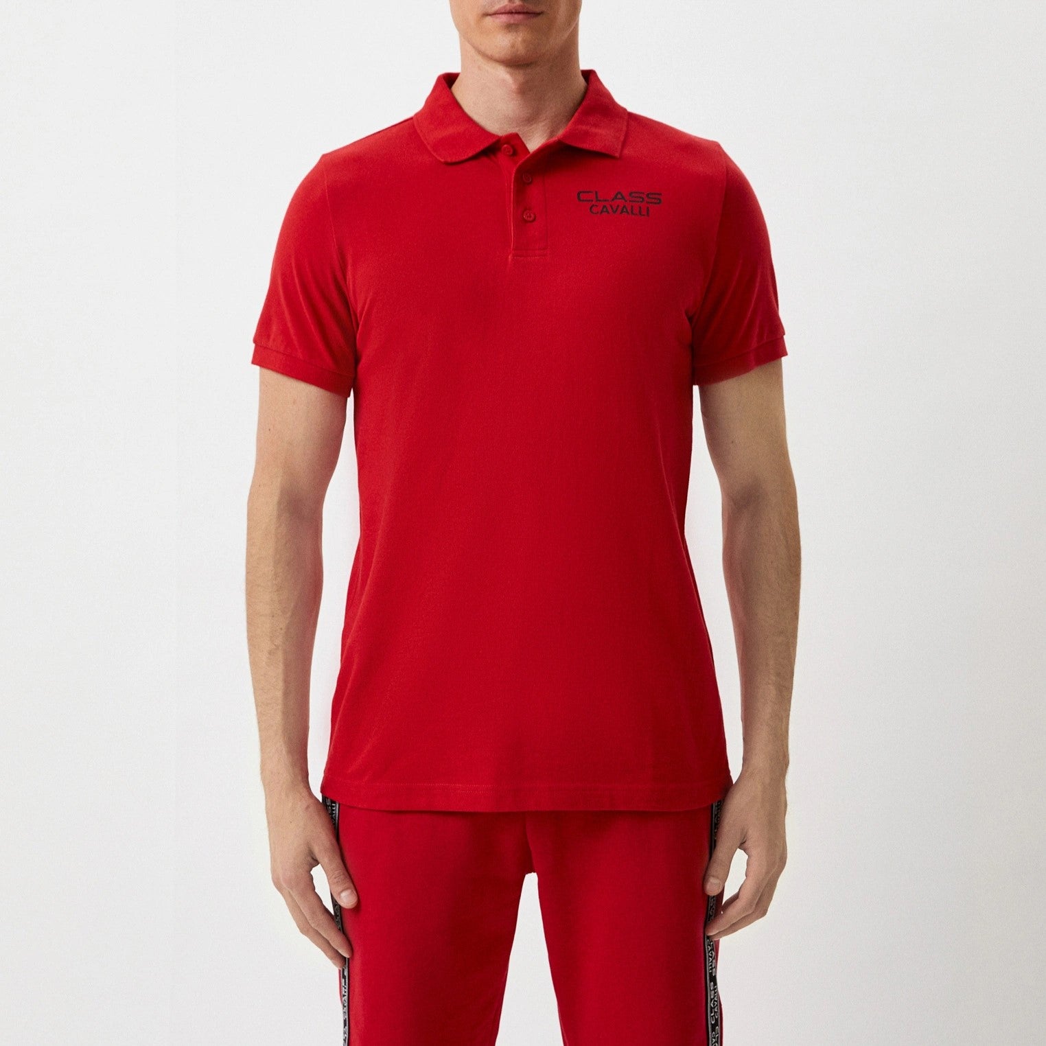 Мъжка червена поло тениска Cavalli Class OXT60H-JD060_ROSSO