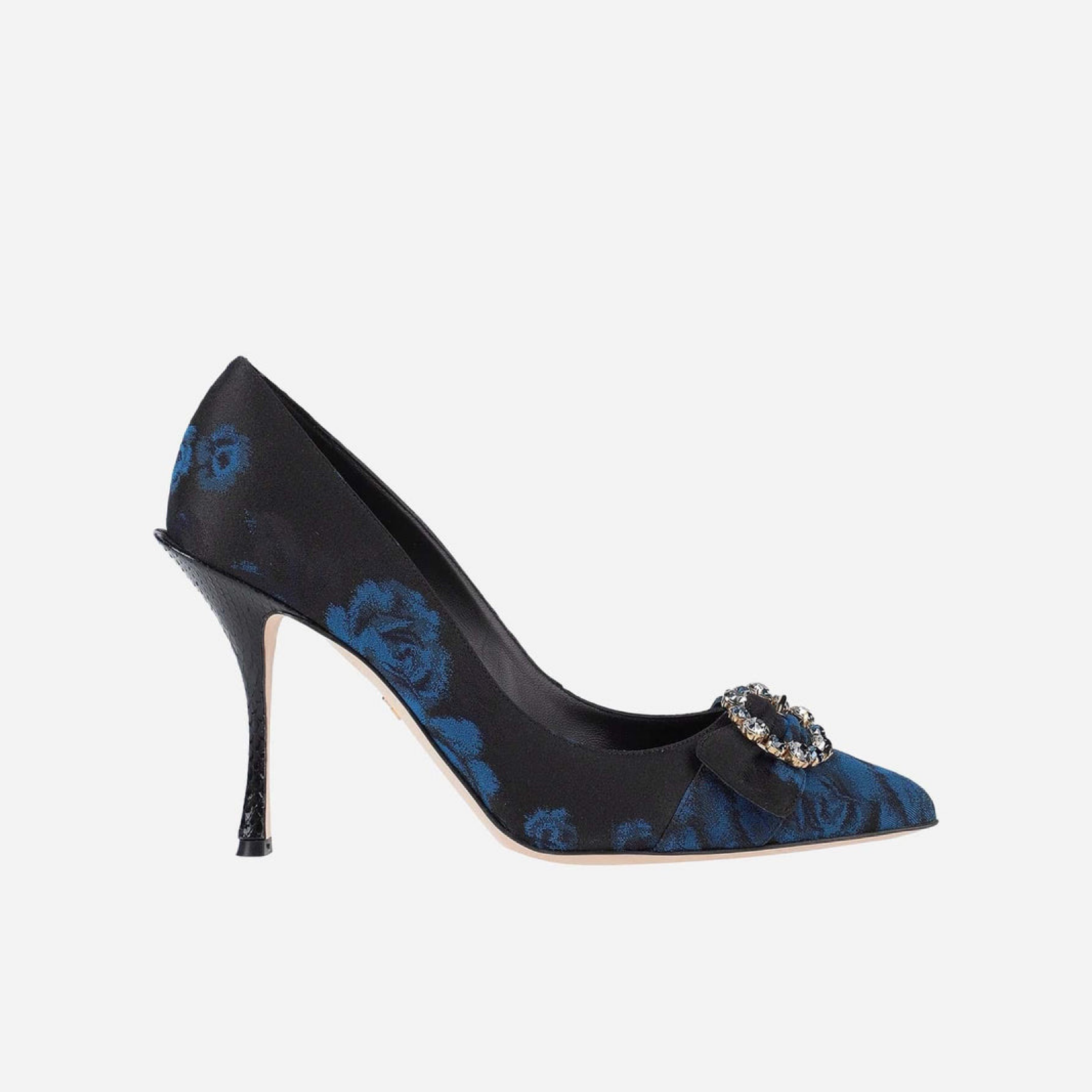 Dolce & Gabbana Floral Print With Crystal Embellishment Pumps Lateral View