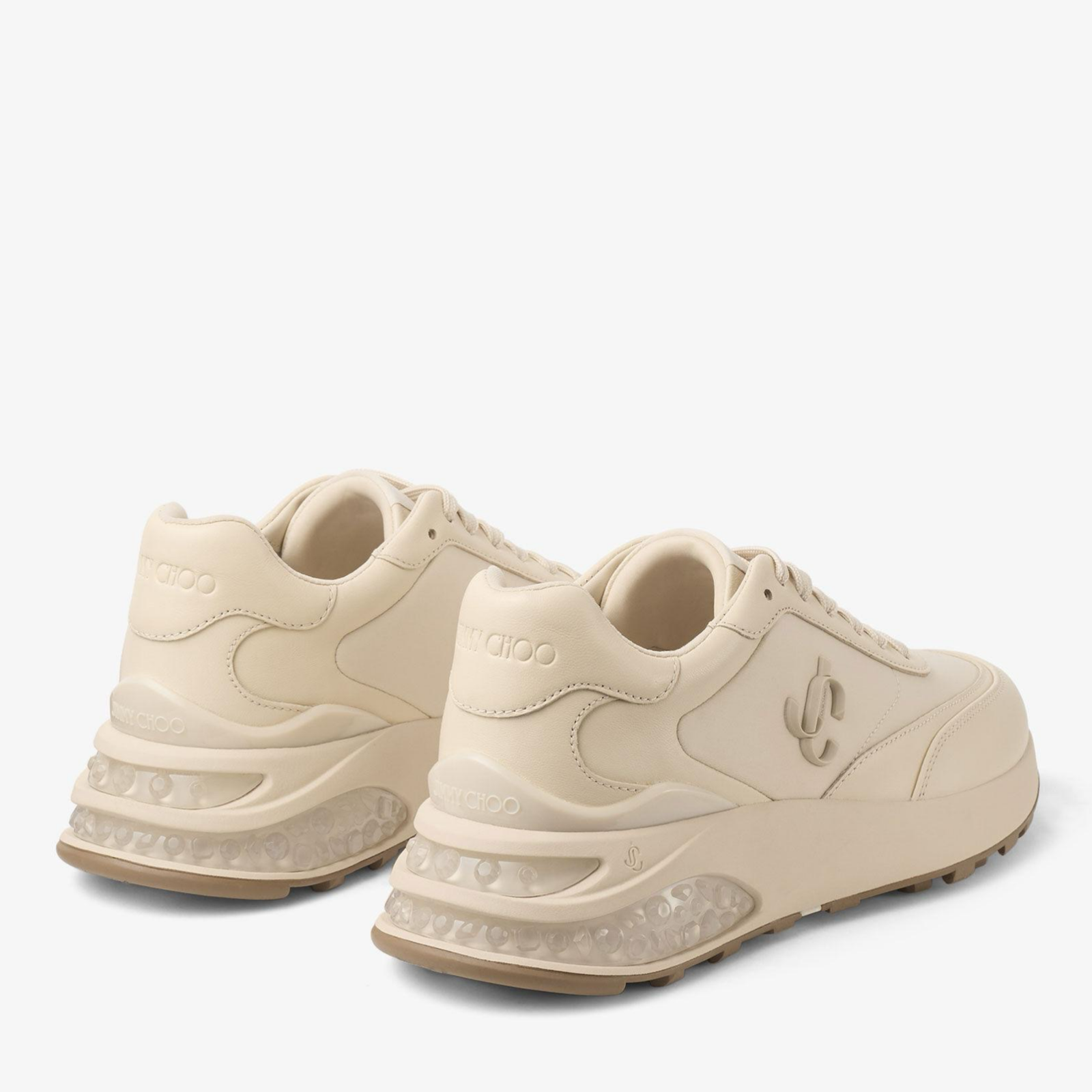 Jimmy Choo Memphis F Natural Sneakers MEMPHISLACEUPMOVZYECRUMIX Heel View