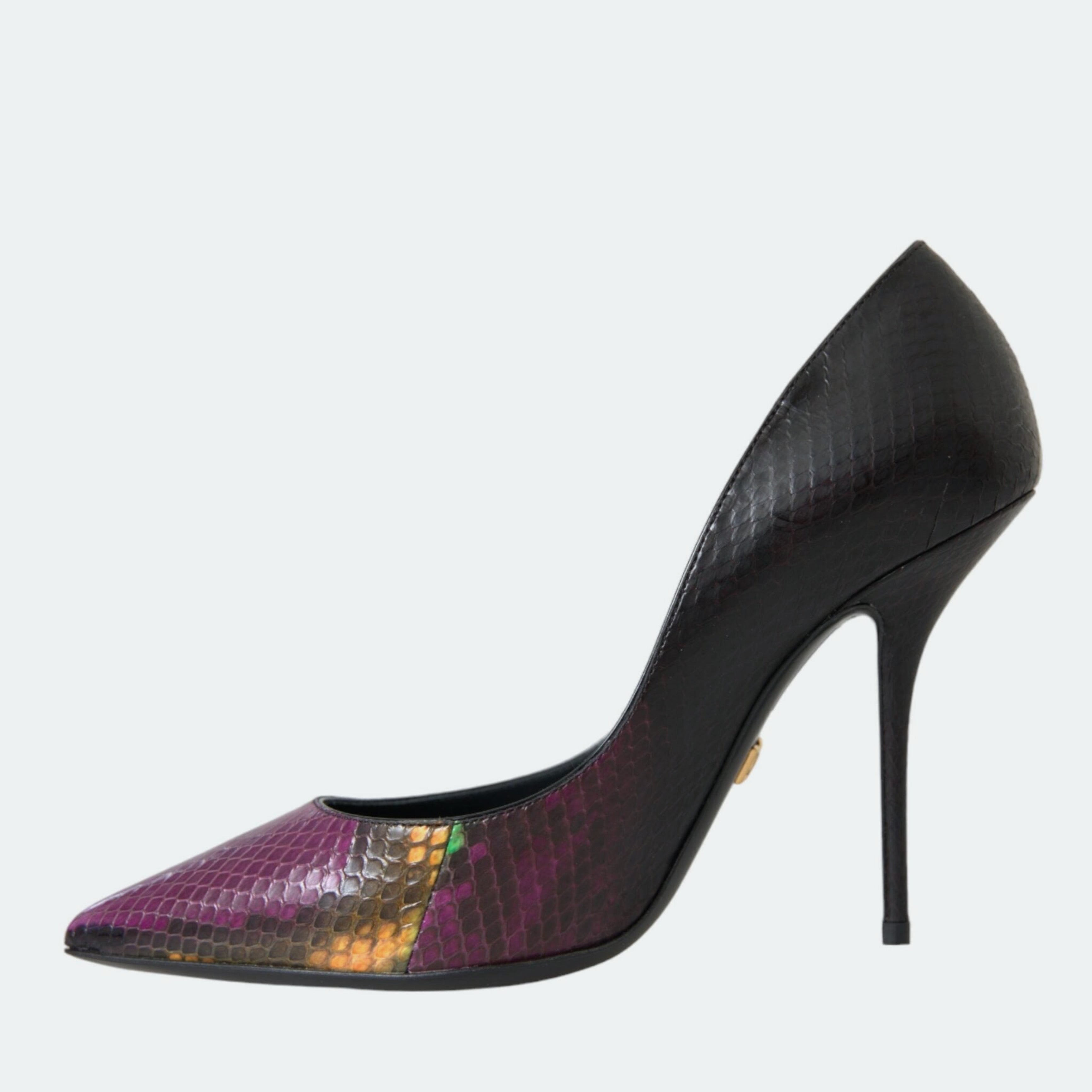 Дамски обувки на висок ток от естествена кожа от питон DOLCE & GABBANA Women’s Luxury Multicolor Python Leather Heels
