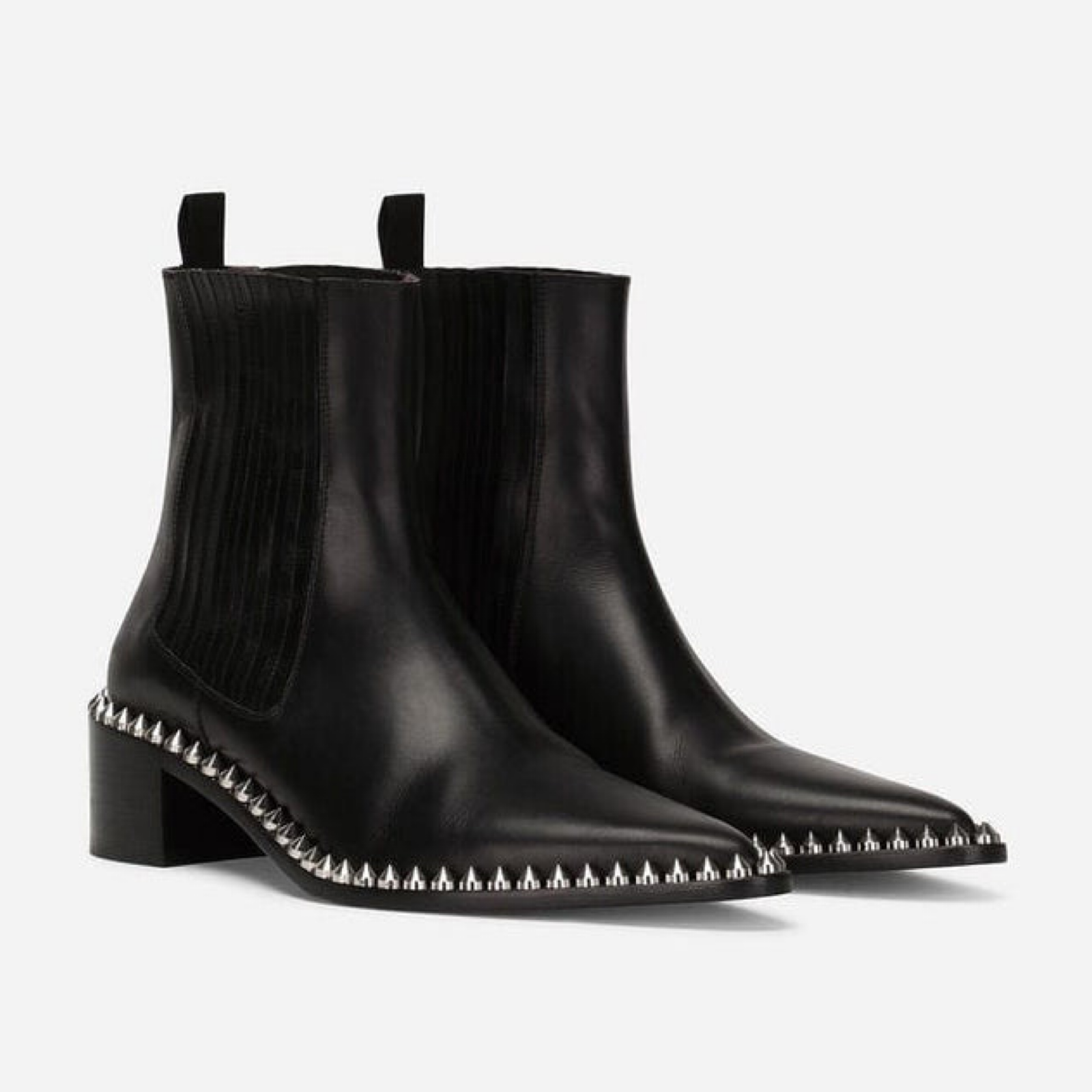 Dolce & Gabbana Achille Studded Brushed Leather Women Ankle Boots A60479 AB468 80999 Medial View