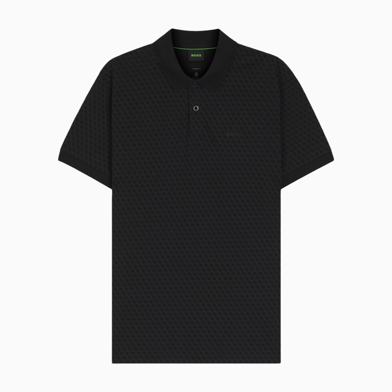 Мъжка черна поло тениска Boss PL GOC Chip Pattern 50554591 001 Men Polo Front View
