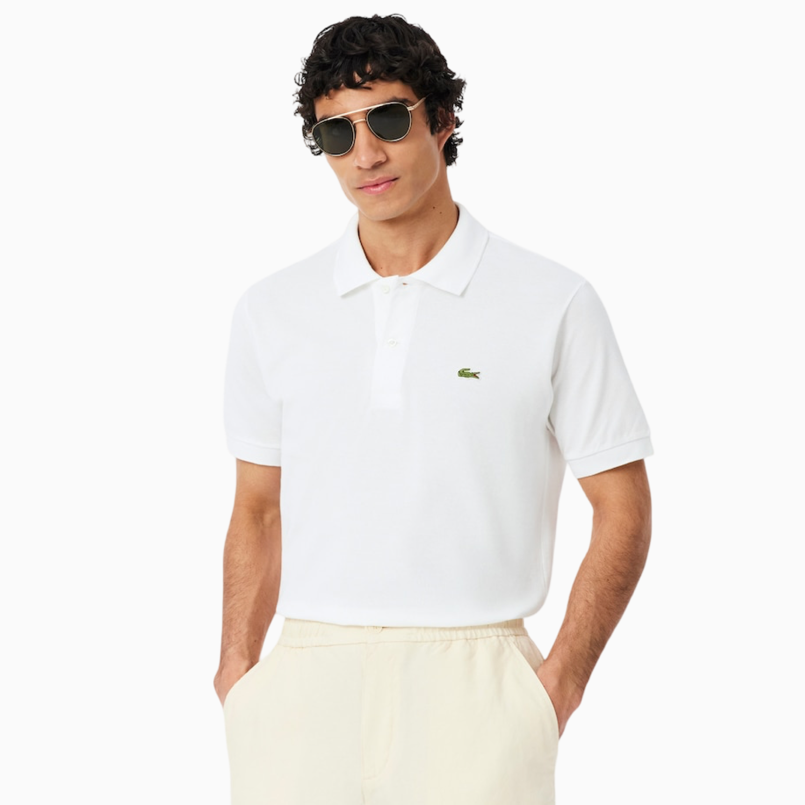 Мъжка бяла поло тениска Lacoste Men Polo L1212-51-001 Front View