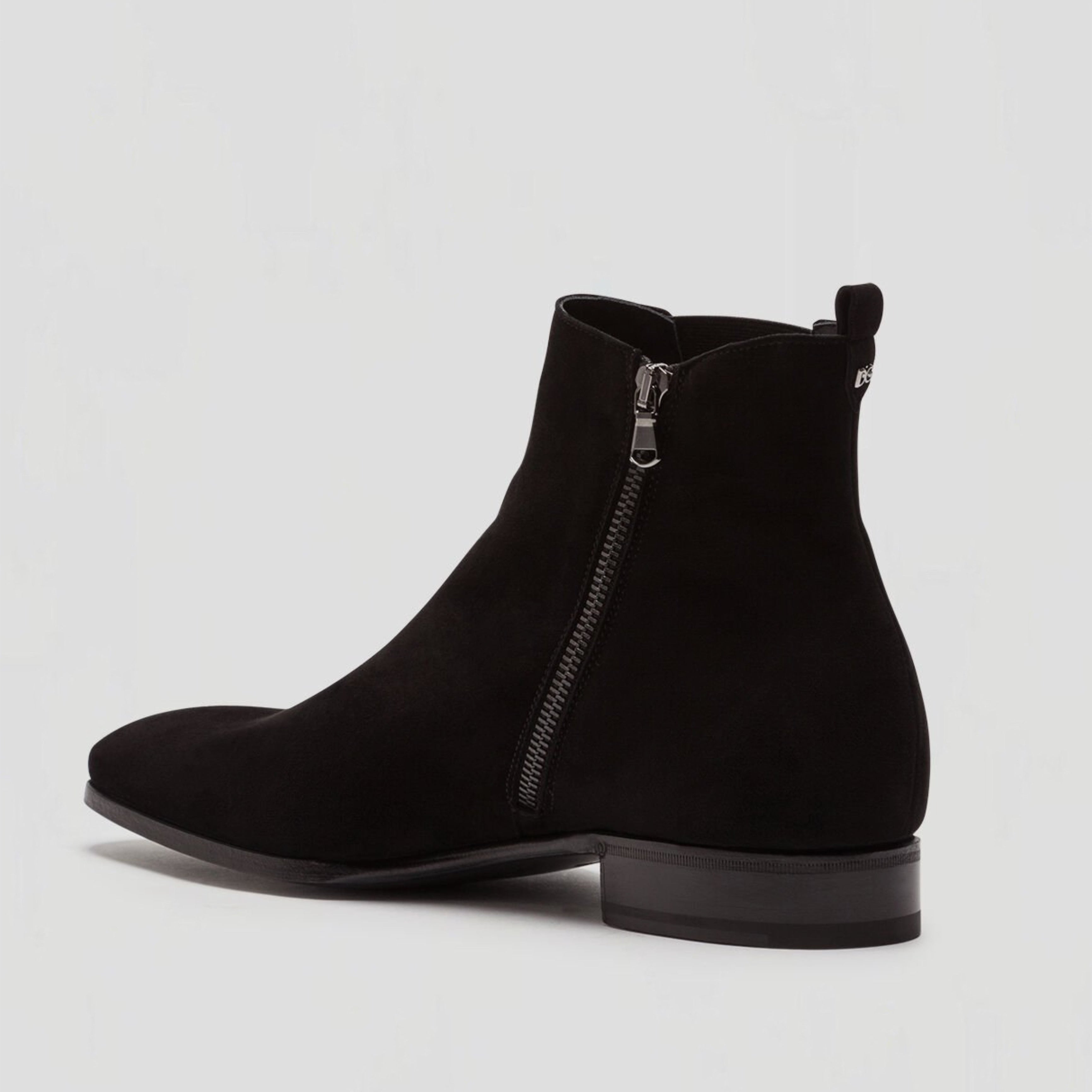 Мъжки луксозни черни велурени боти тип Челси DOLCE & GABBANA Men’s Naples Luxury Suede Leather Chelsea Ankle Boots