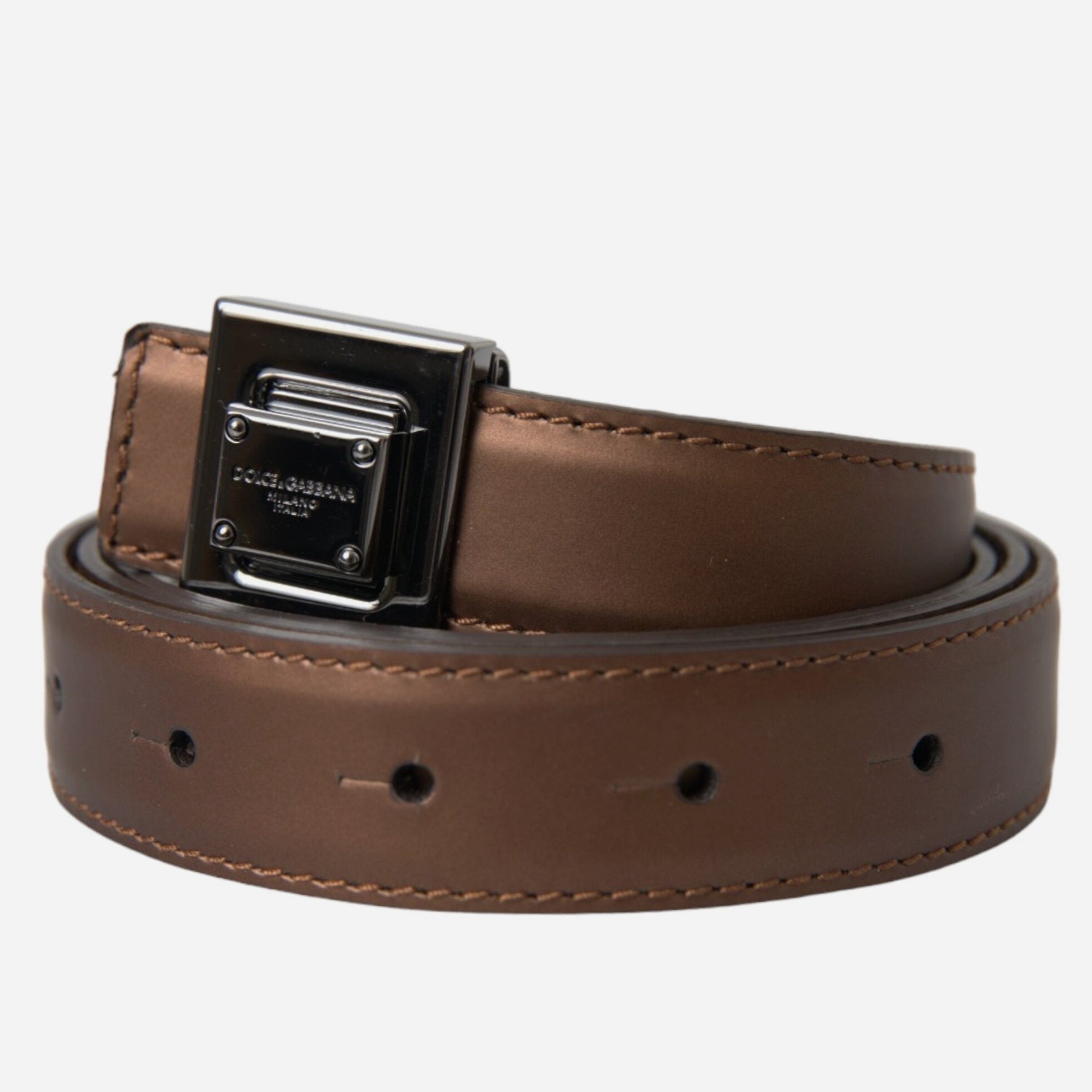 Дамски луксозен колан от естествена кожа Women’s luxury leather belt Dolce & Gabbana in bronze color