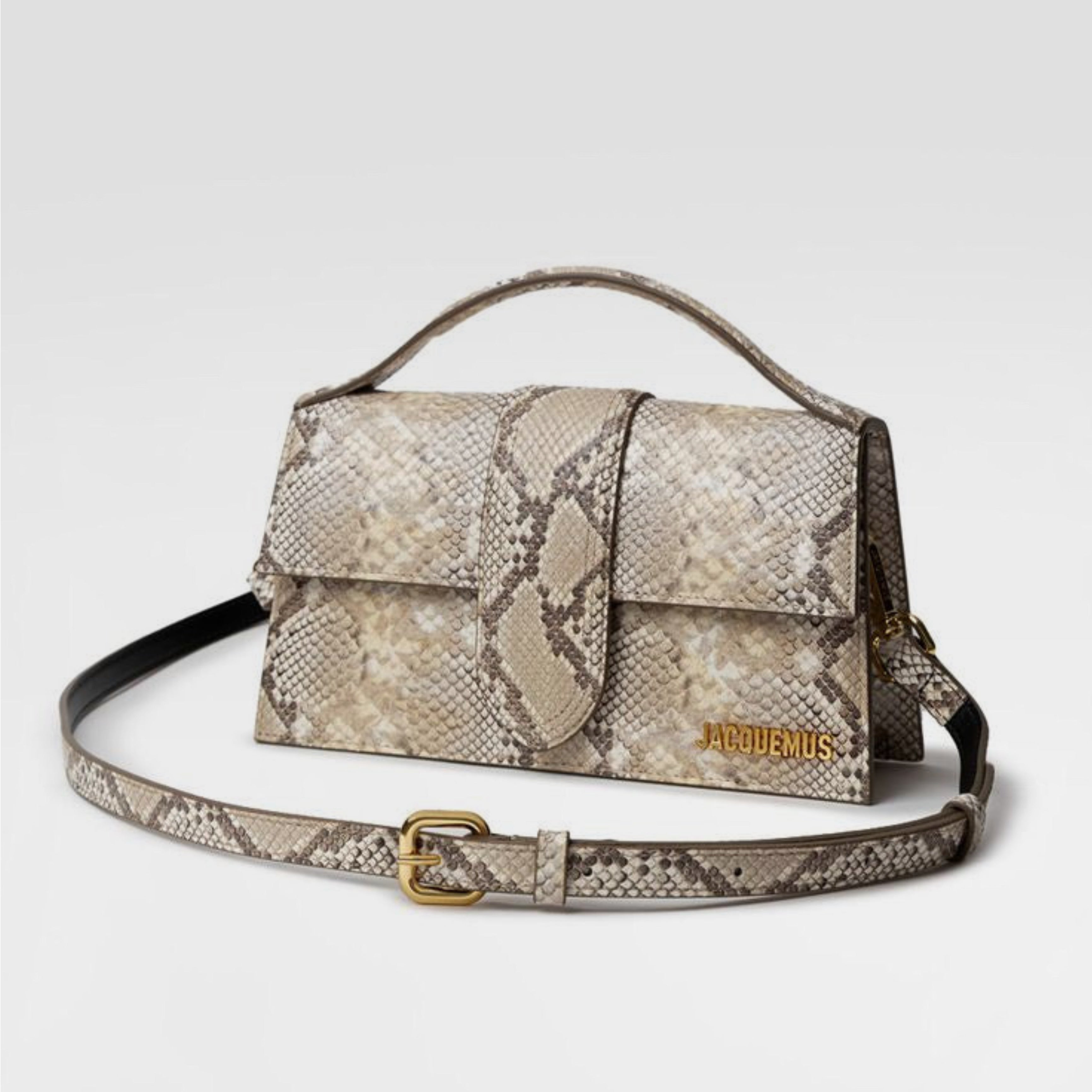Дамска луксозна чанта Women’s shoulder bag Jacquemus 213BA0064308 150 Reptile effect angled view