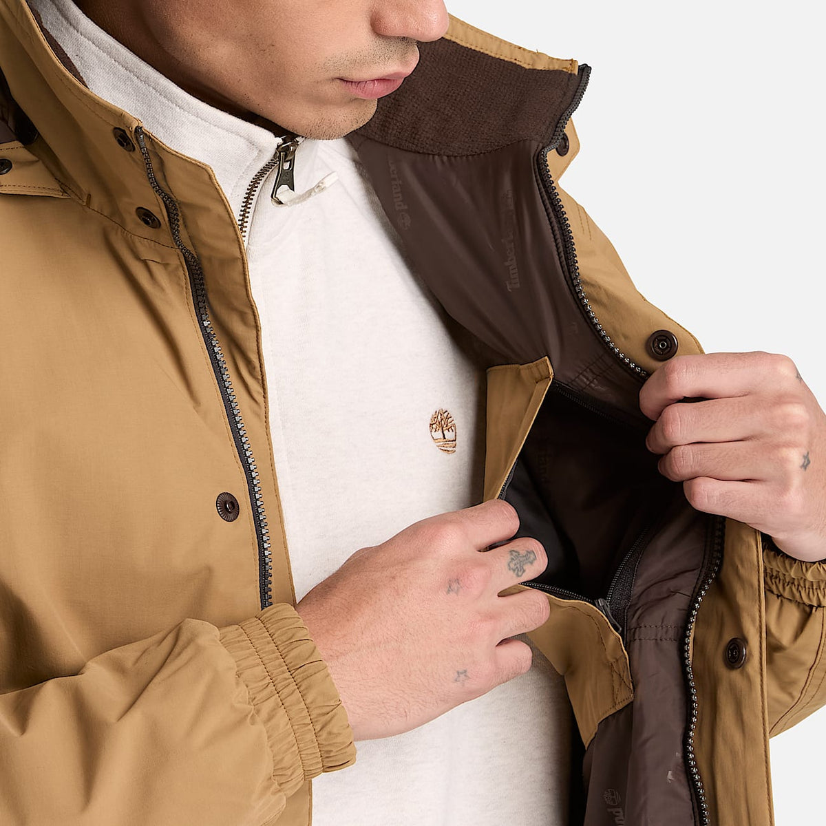 Timberland men’s jacket TBC0YH78AKX – Beige – Inside view, Side view