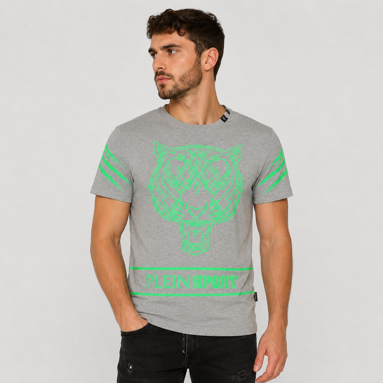 Мъжка сива тениска Plein Sport Men T-shirt TIPS102IT 94GR Front View