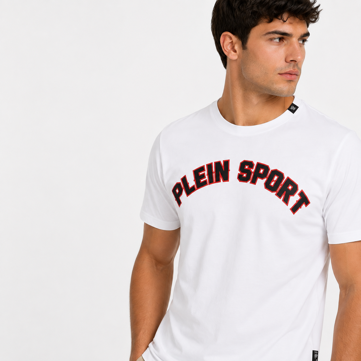 Мъжка бяла тениска Plein Sport Men T-shirt TIPS117 BIANCO 01 Close-Up