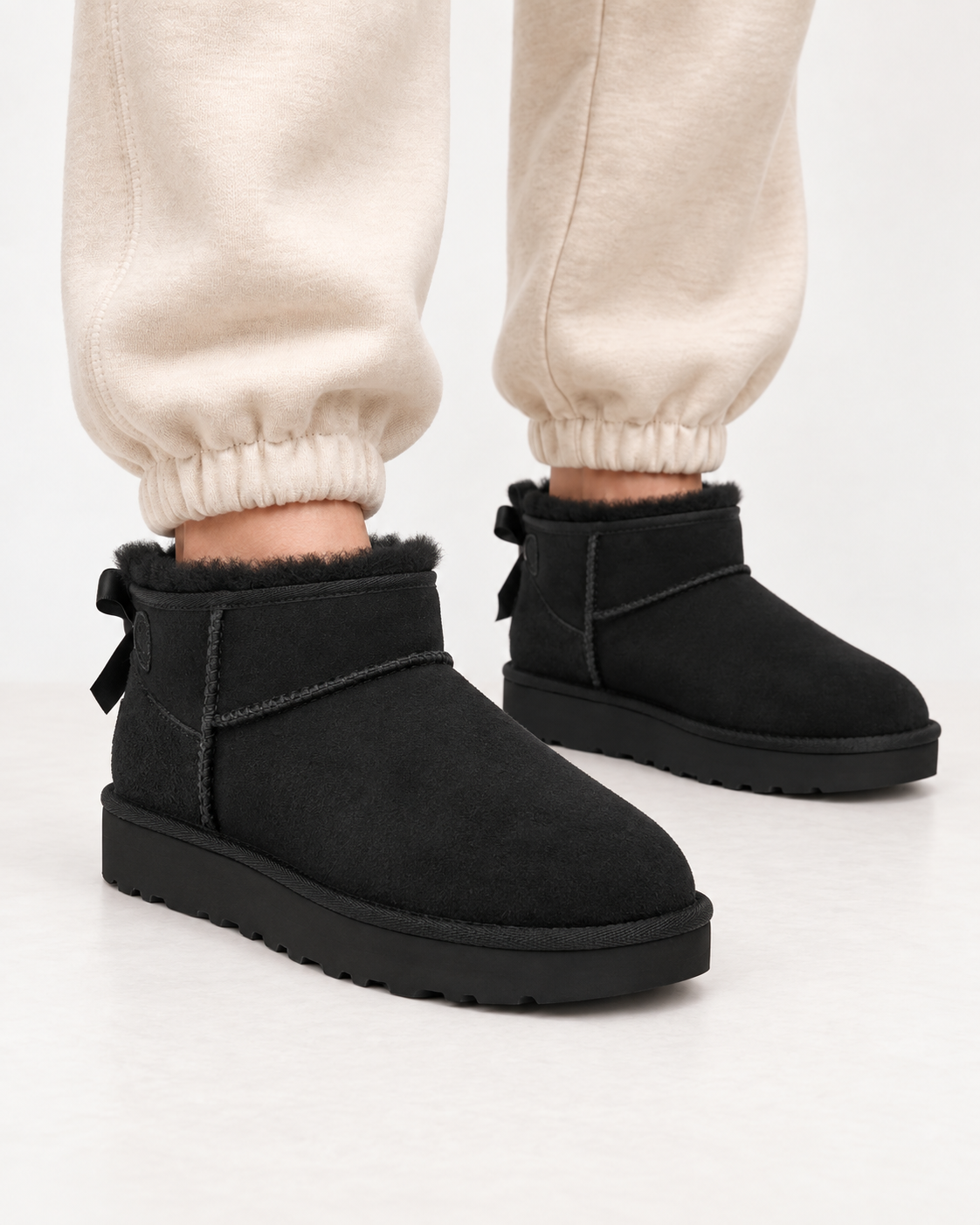 Дамски боти Women’s UGG Ultra Mini Bailey Bow Boots 1185491 Black lifestyle view