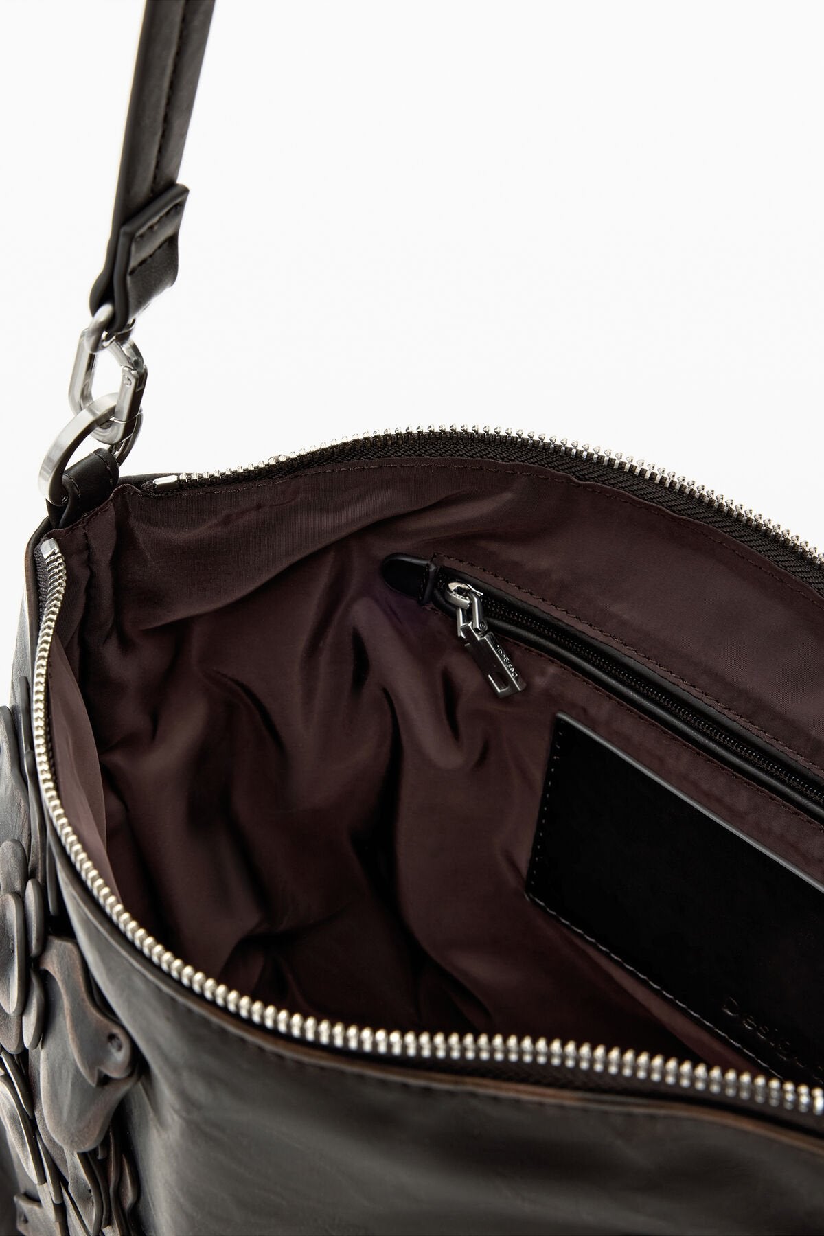 Дамска чанта Women’s handbag with flower appliqués Desigual 26SAXP98 6009 Dark Brown inside view