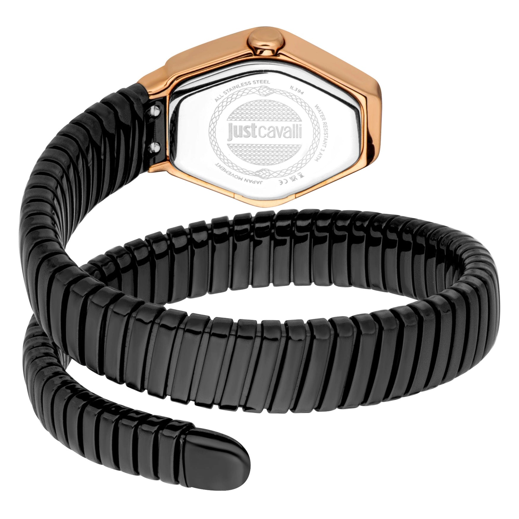 Дамски часовник Women’s watch Just Cavalli Signature Snake Splora JC1L394M0075 Black back view