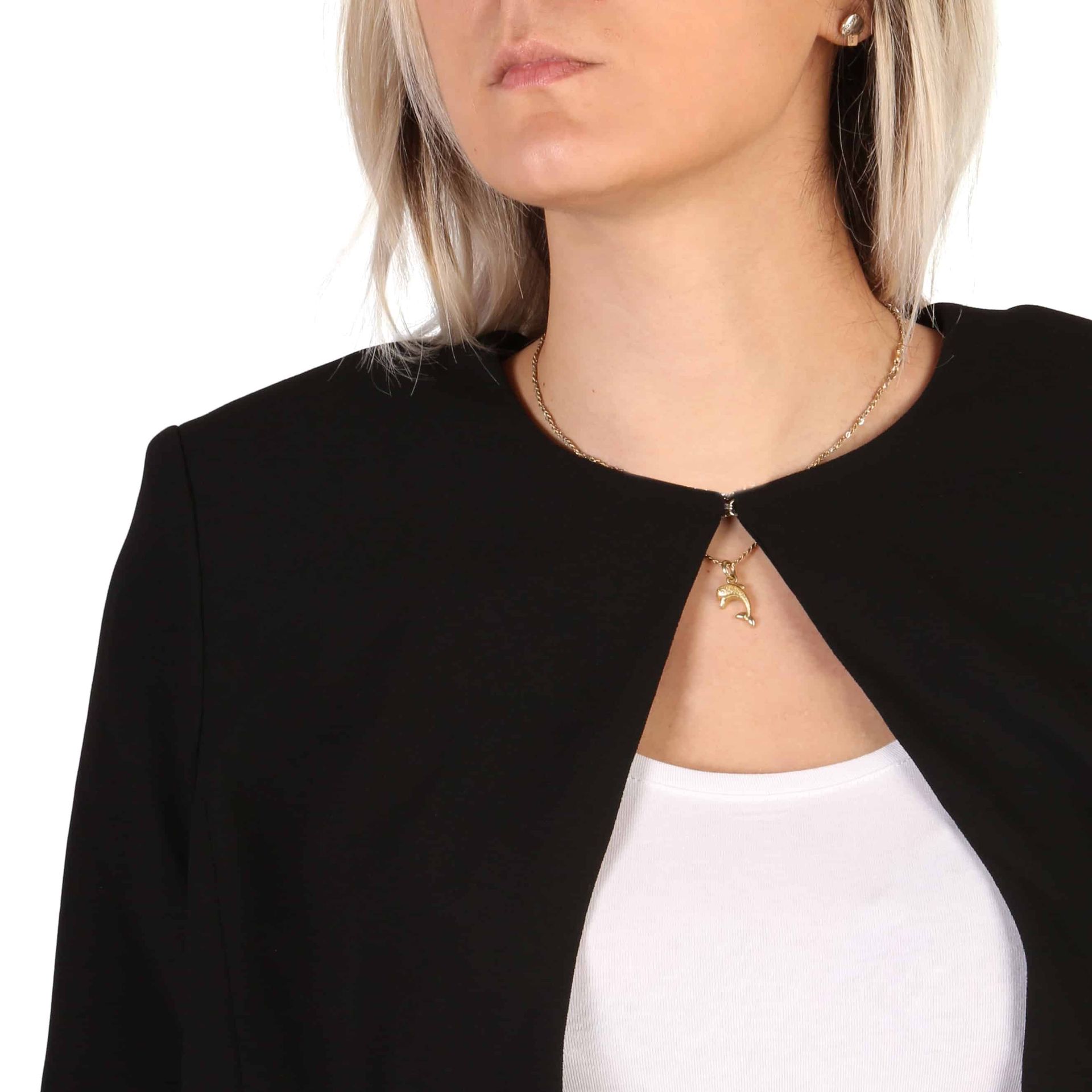 Дамско елегантно сако Women’s formal jacket Guess 72G306 8309Z A996 Black cropped front view