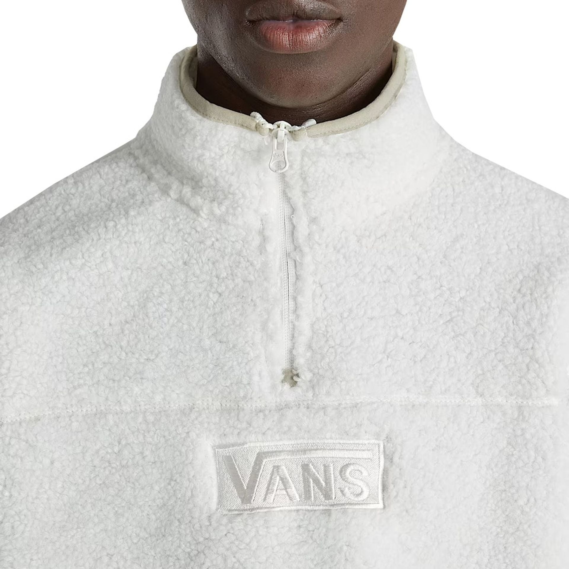 Мъжки поларен суичър с 1/4 цип Men’s sweatshirts Vans VN000HPFFS81 VNFS8 White close up view