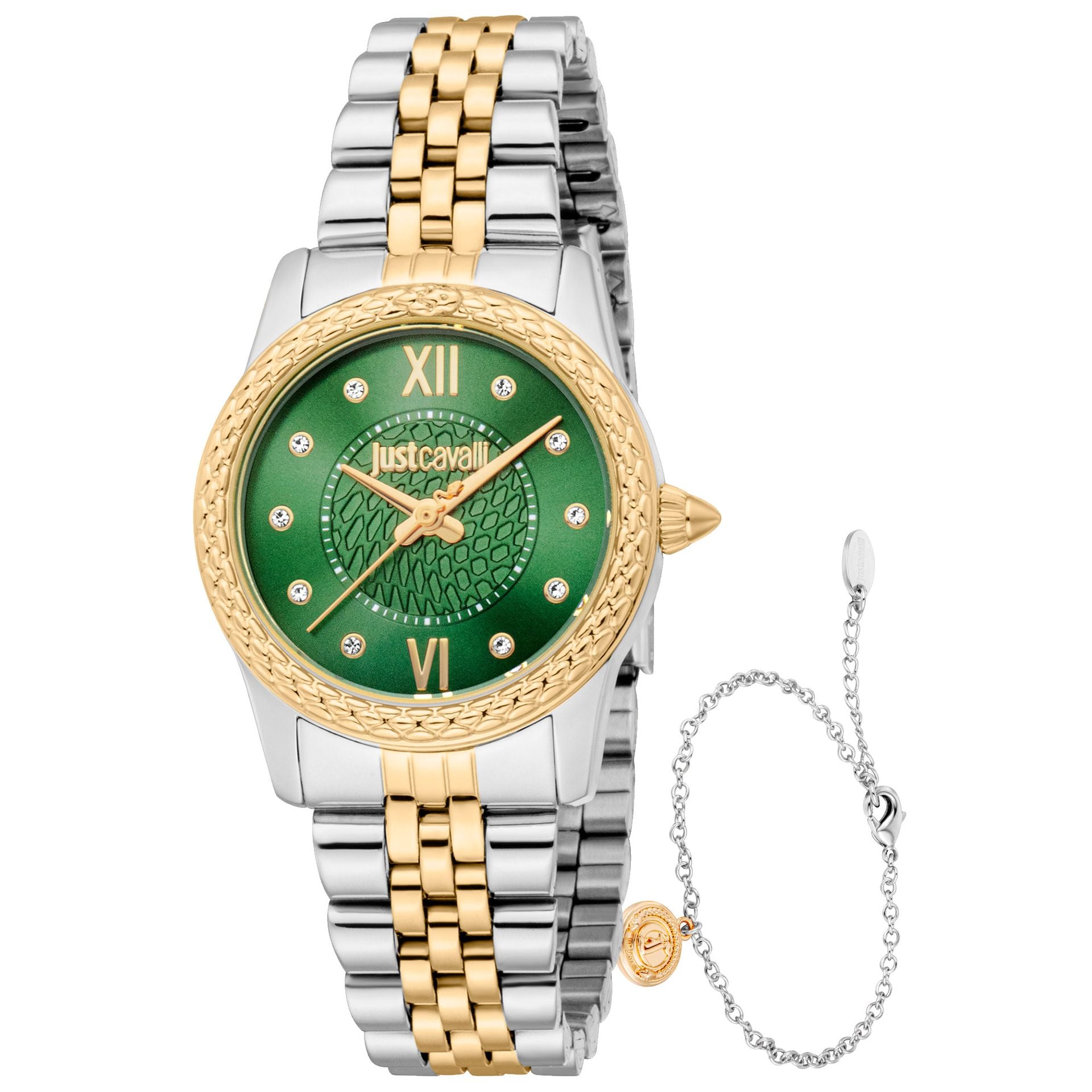 Комплект дамски часовник и гривна Women’s watch Just Cavalli SET Sublime Animalier JC1L360M0085 Two Tones YG Green