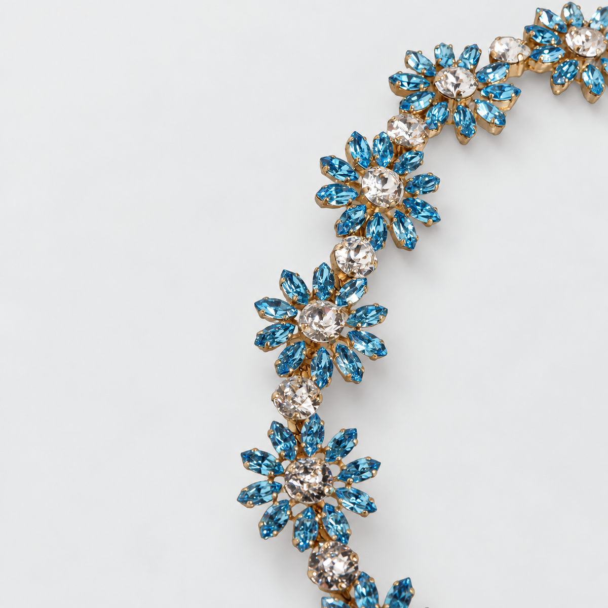 Dolce & Gabbana Green Leather Daisy Crystal Embellished Waist Belt - studio view 5