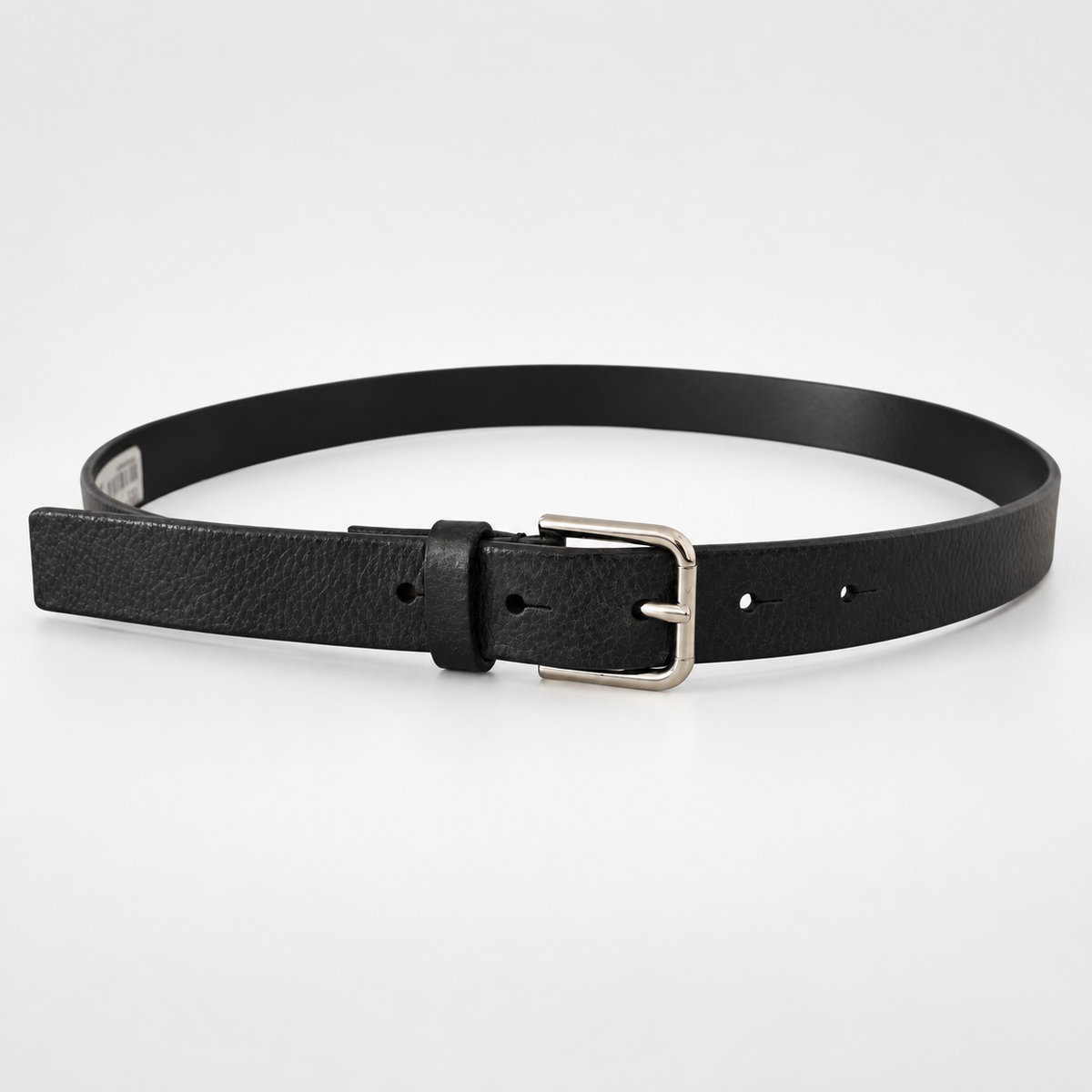 Dolce & Gabbana Calf Leather Silver Tone Black Metal Buckle Belt - studio view 3