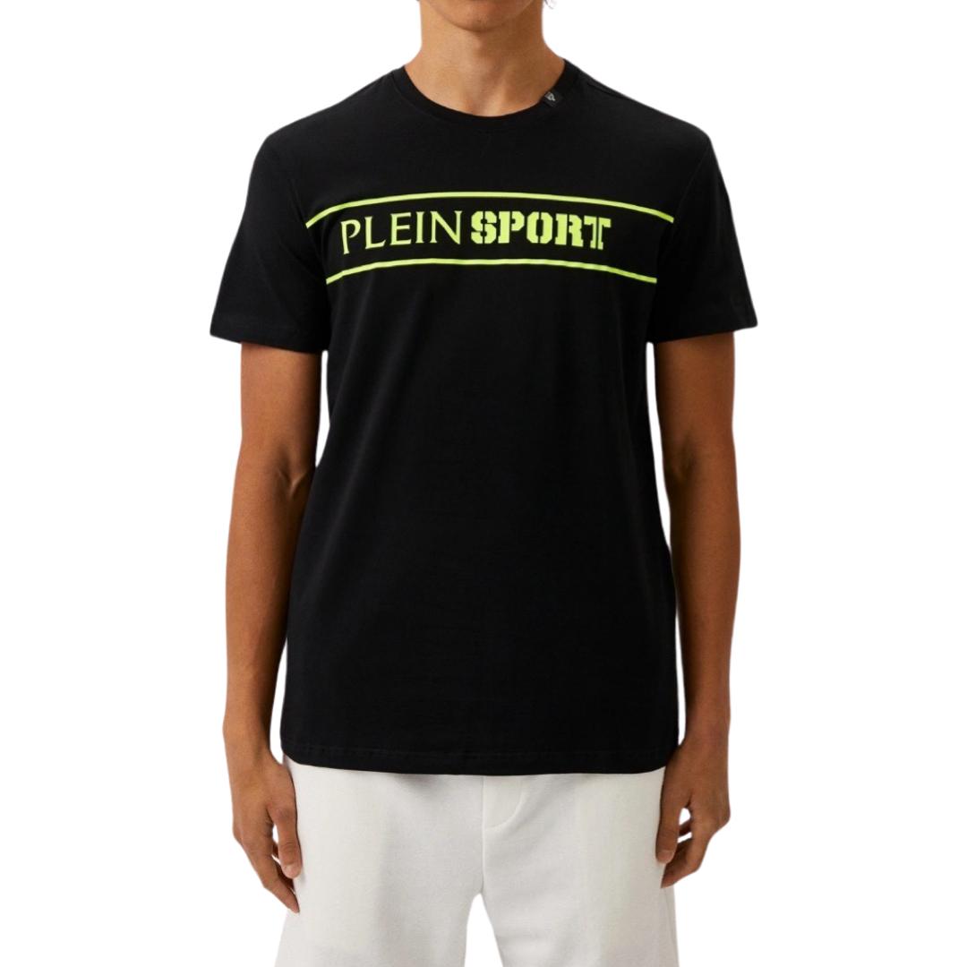 Мъжка тениска Plein Sport TIPS101IT99 в черно с електриков надпис