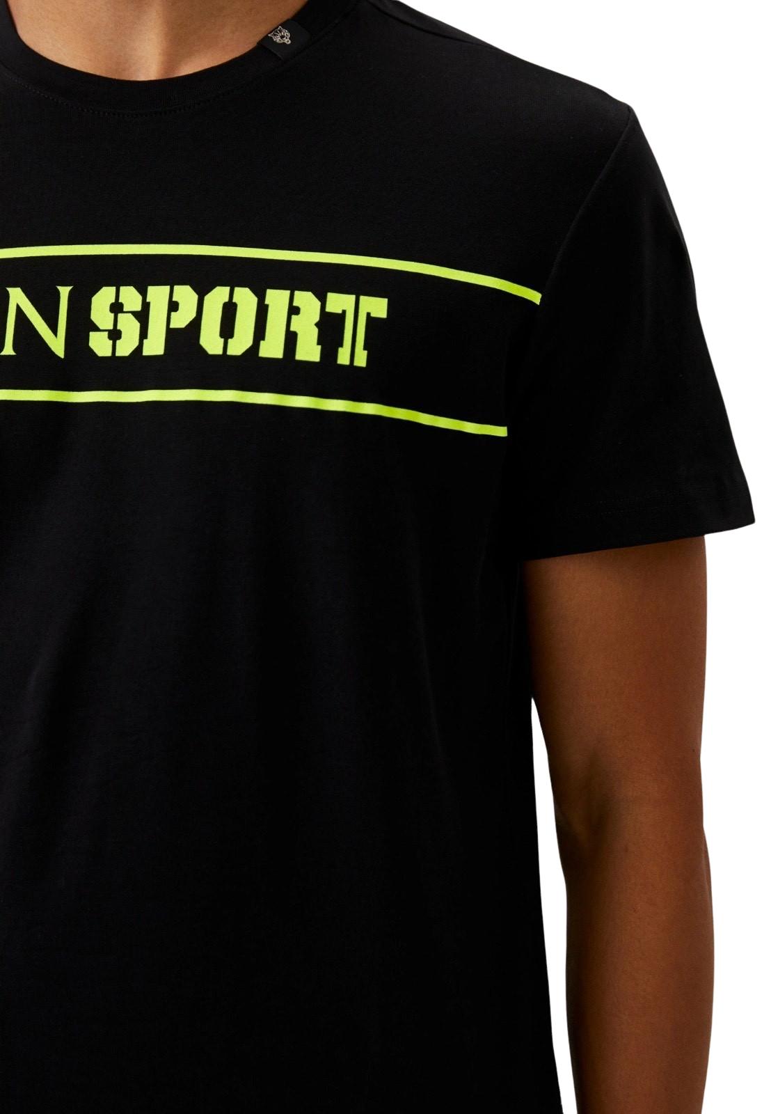 Мъжка тениска Plein Sport TIPS101IT99 в черно с електриков надпис