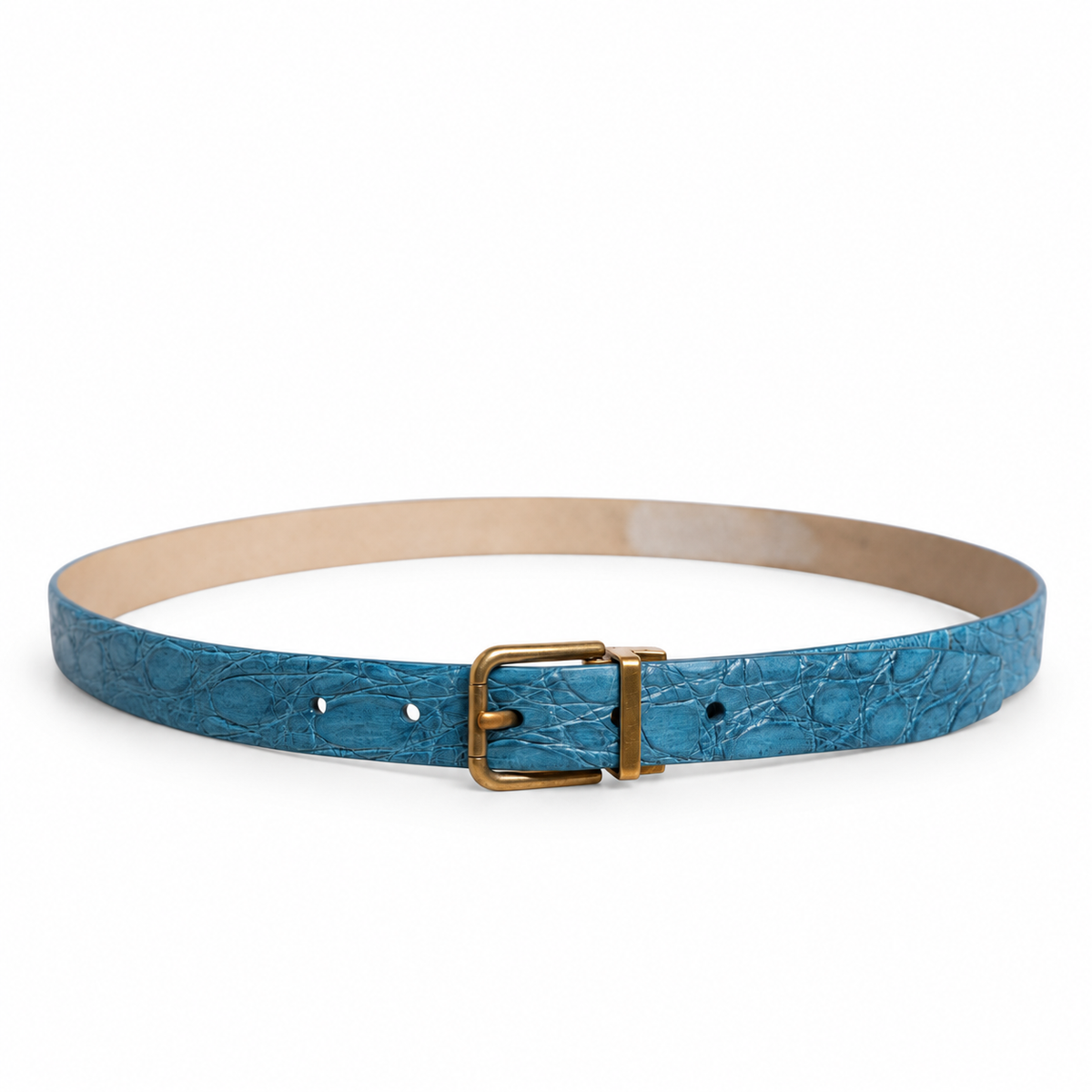 Dolce & Gabbana Blue Leather Classic Gold Metal Buckle Belt - BC4216 A2110 - view 3