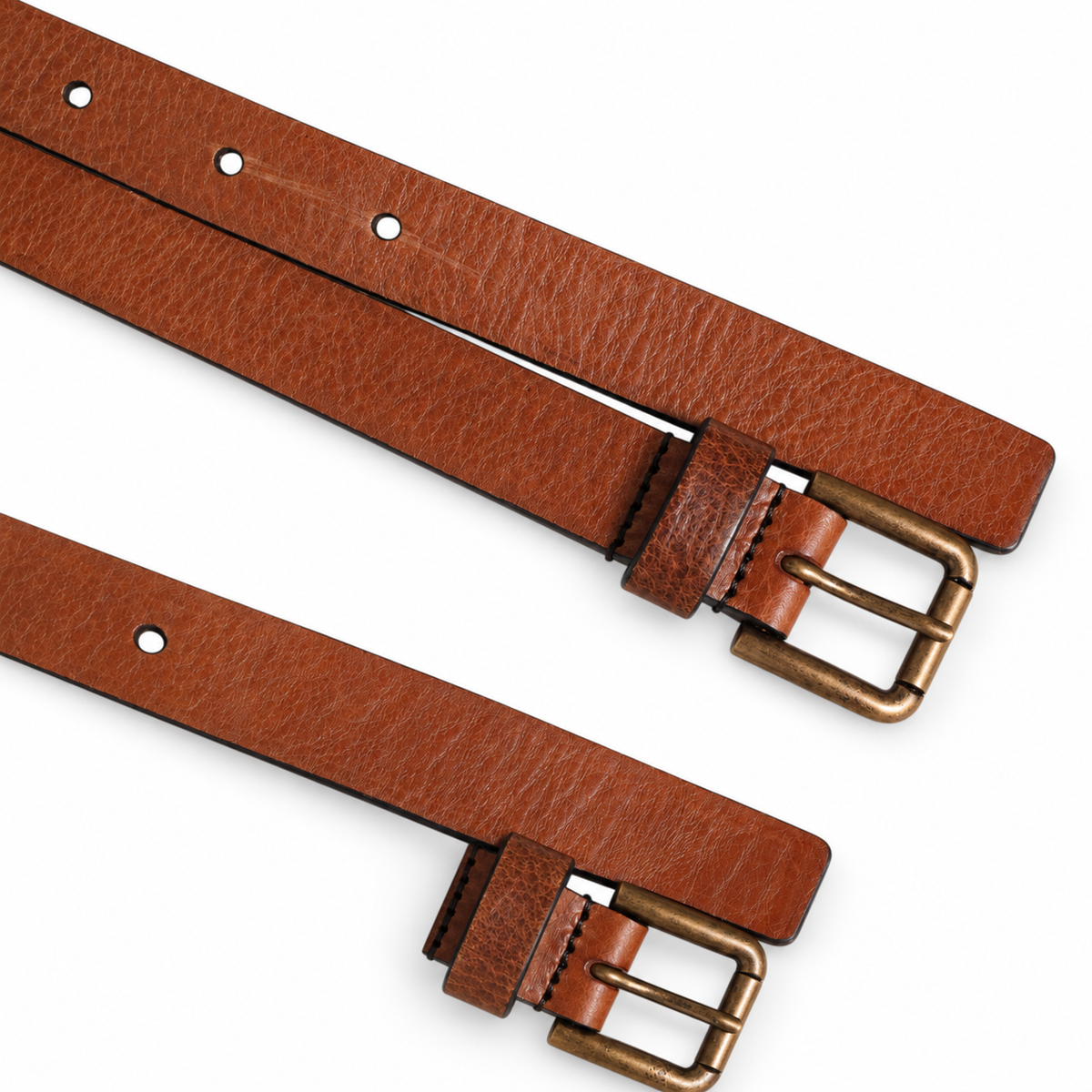 Dolce & Gabbana Brown Double Strap Leather Gold Buckle Belt - BC4530 AV480 - view 3