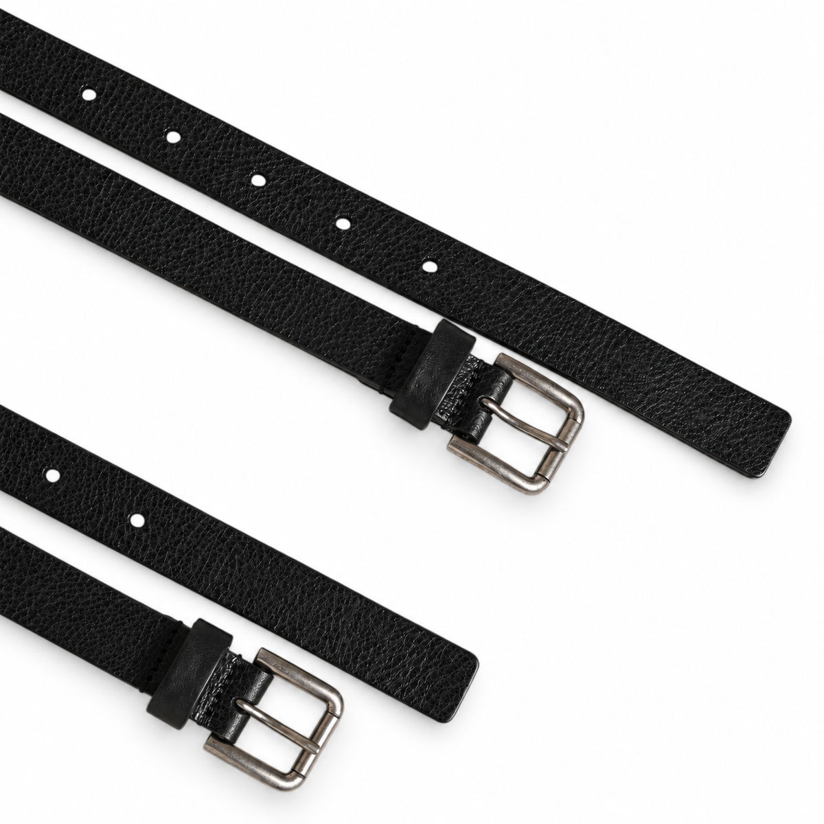 Dolce & Gabbana Black Double Strap Leather Silver Buckle Belt - BC4530 AV480 - view 3