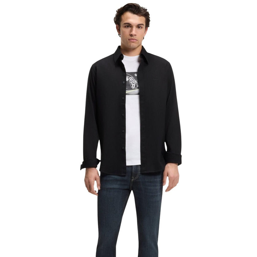 Мъжка черна риза Boss Men Shirt 50565600 001 Front View
