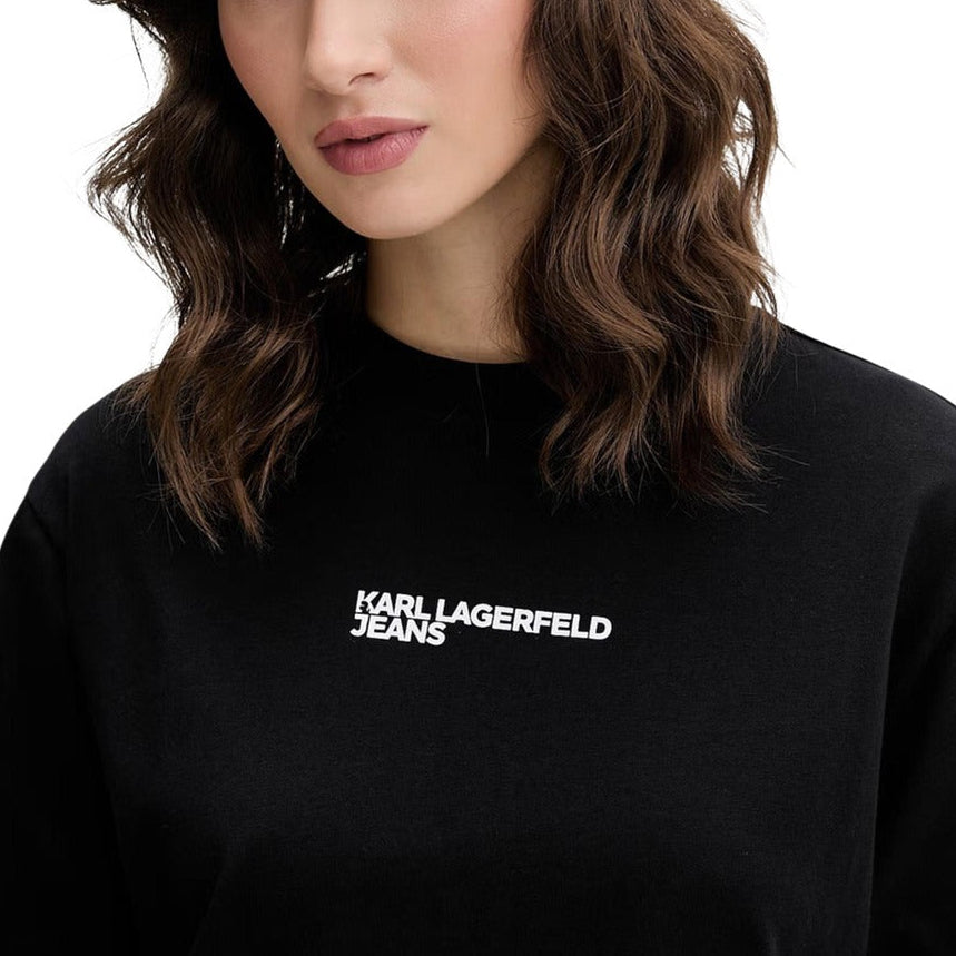 Дамска черна тениска Karl Lagerfeld Jeans Women T-shirt B2W17069 999 Close-Up