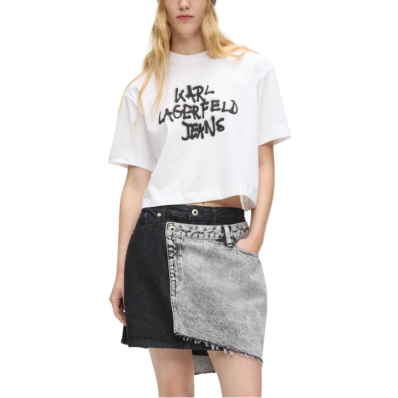 Дамска бяла тениска Karl Lagerfeld Jeans Women T-shirt B1W17054 100 Front View