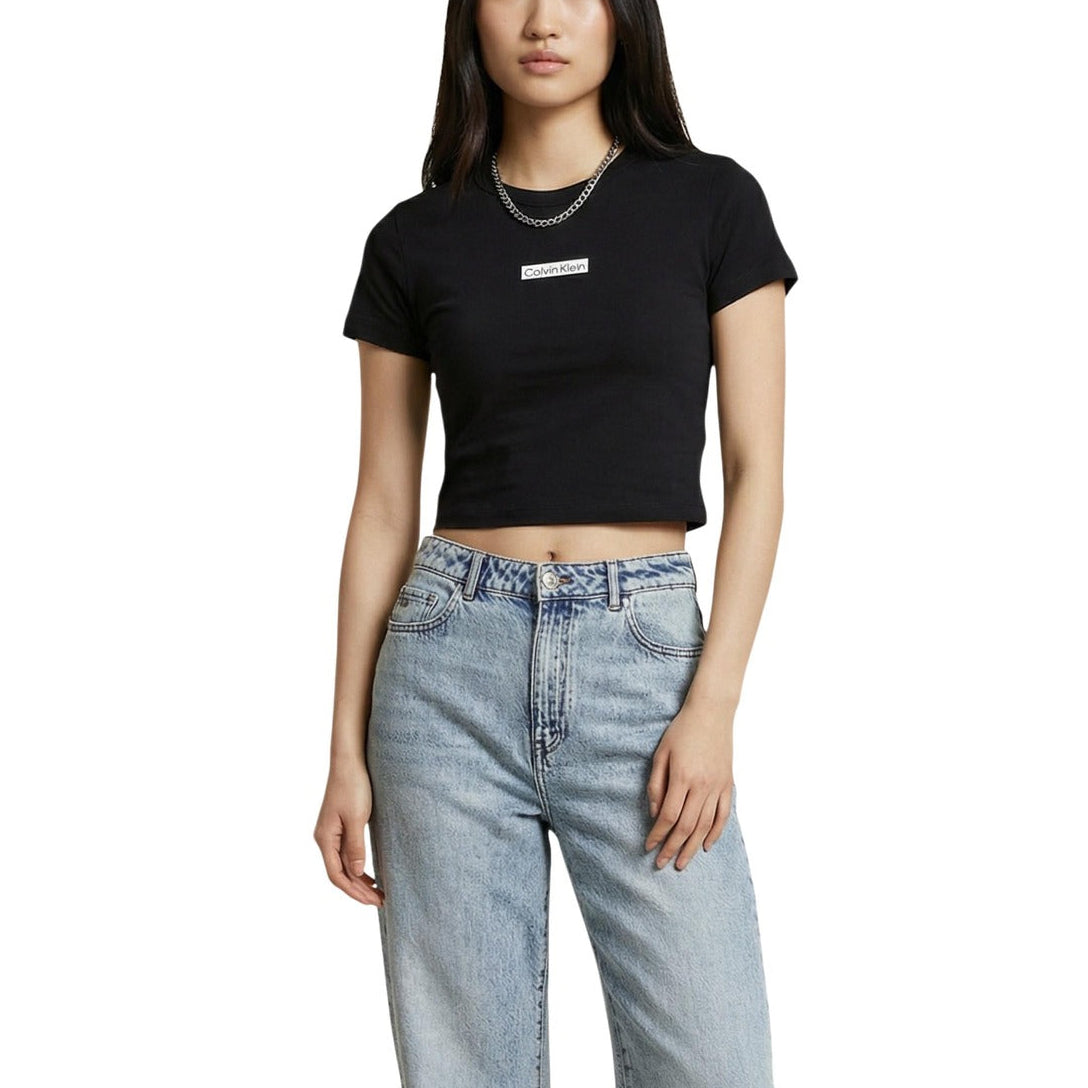 Дамска черна тениска Calvin Klein Jeans Women T-shirt Front View