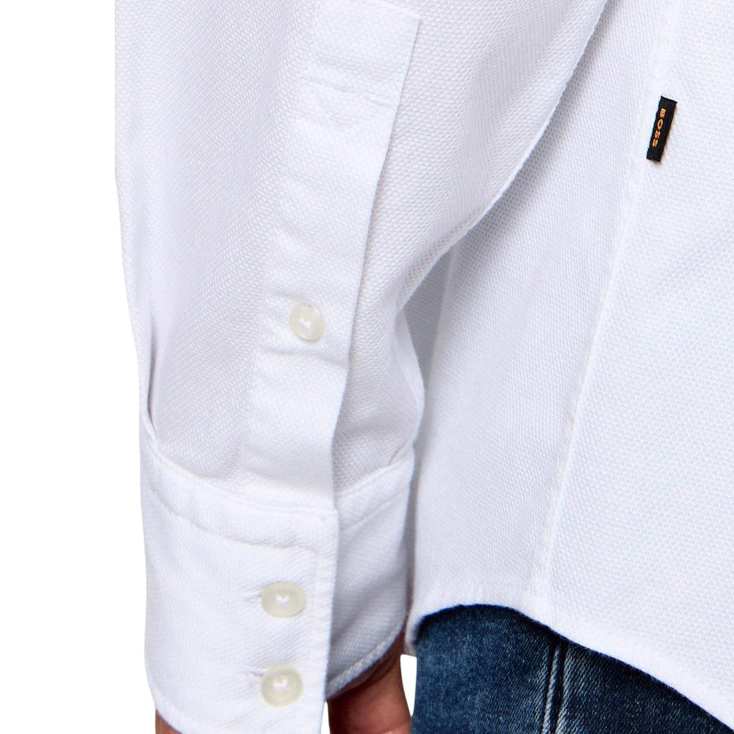 Мъжка бяла риза Boss Men Shirt 50565600 100 Close-Up