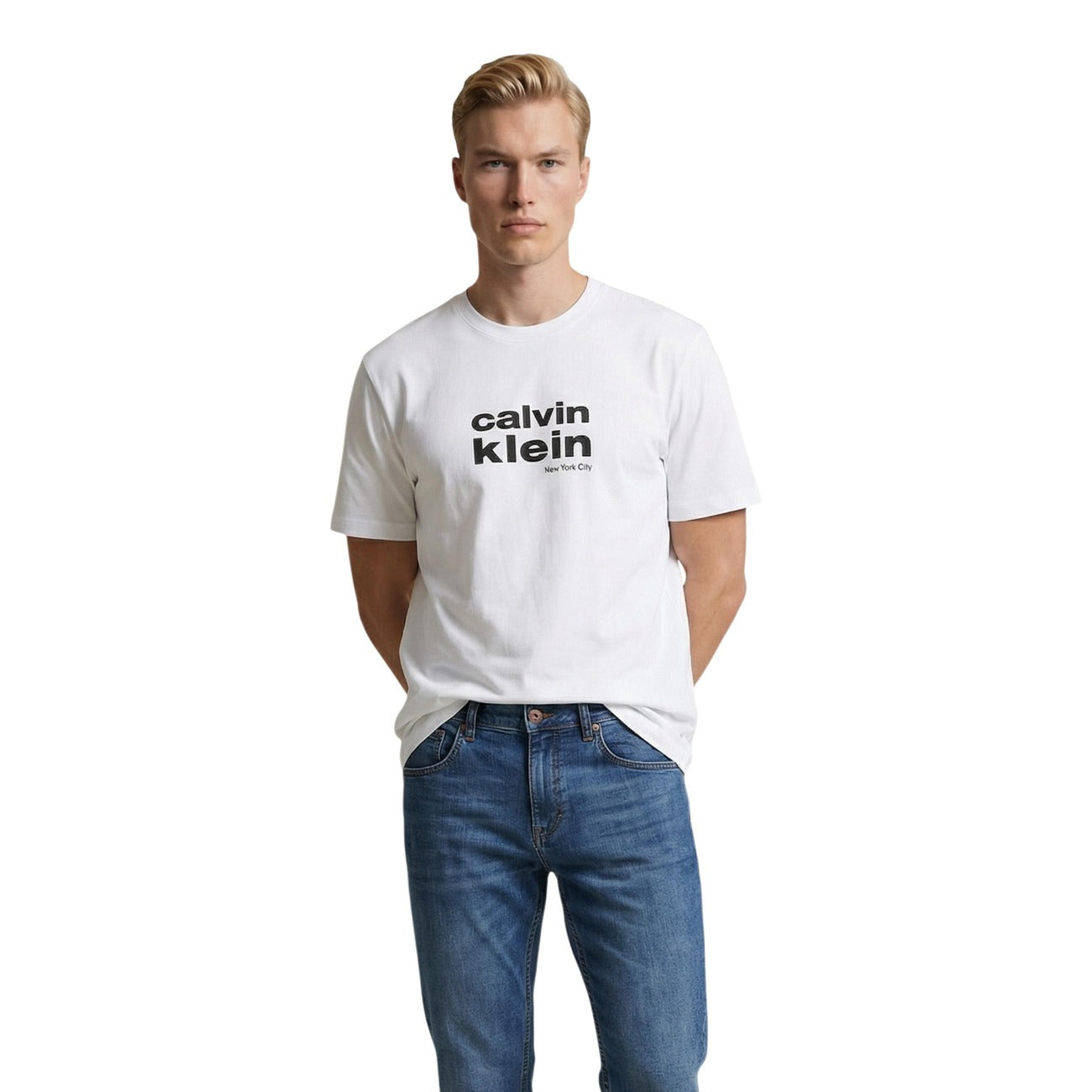 Мъжка бяла тениска Calvin Klein Jeans Men T-shirt LV04RE821G YBH Front View