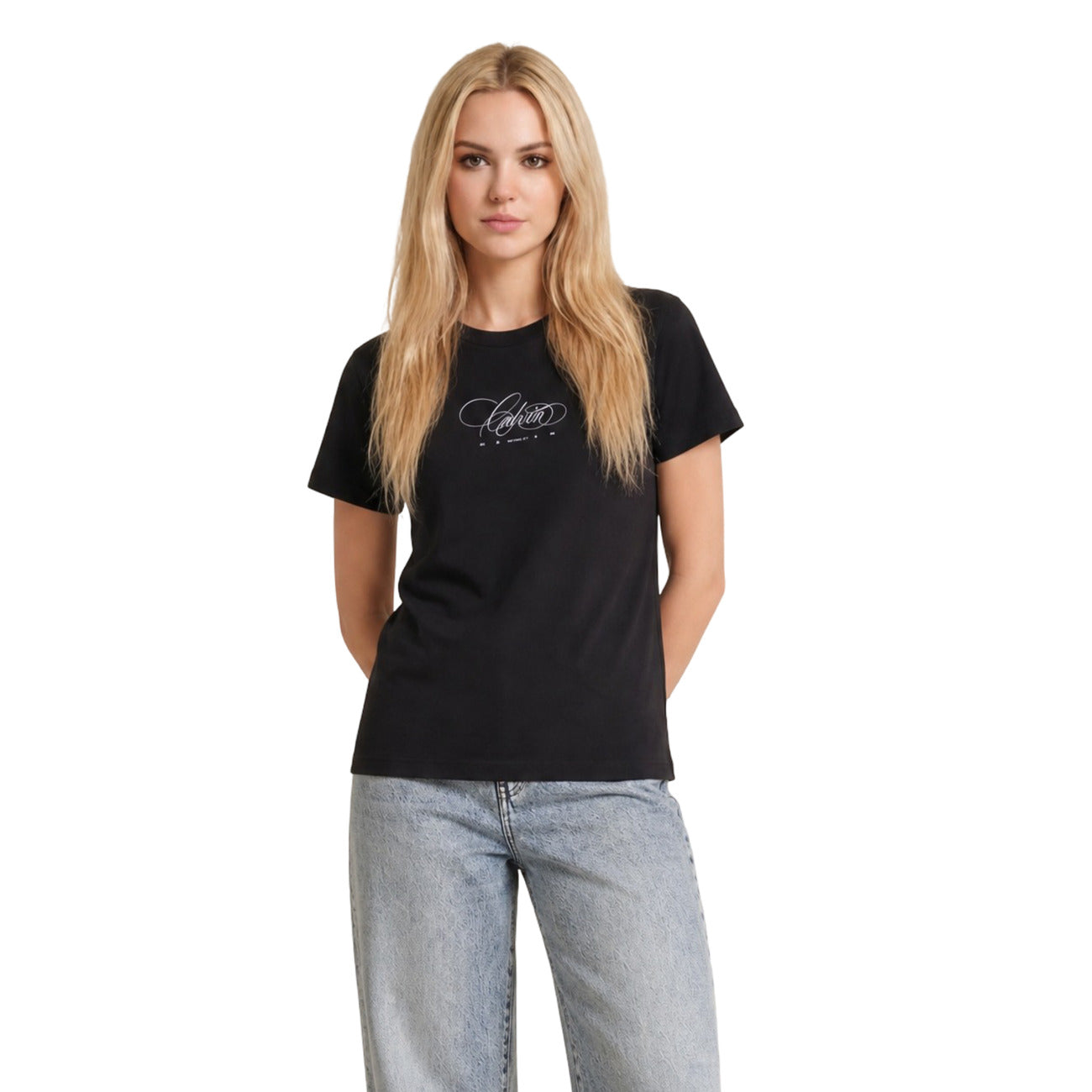 Дамска черна тениска Calvin Klein Jeans Women T-shirt LV047G814G UB1 Front View