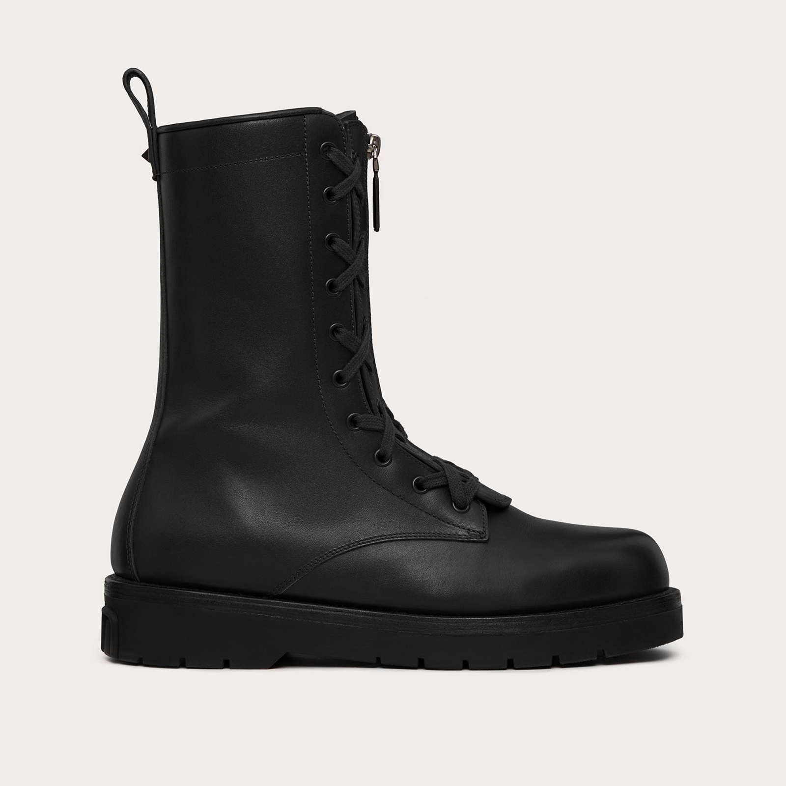 Valentino Garavani Combat Leather Boots Medial View