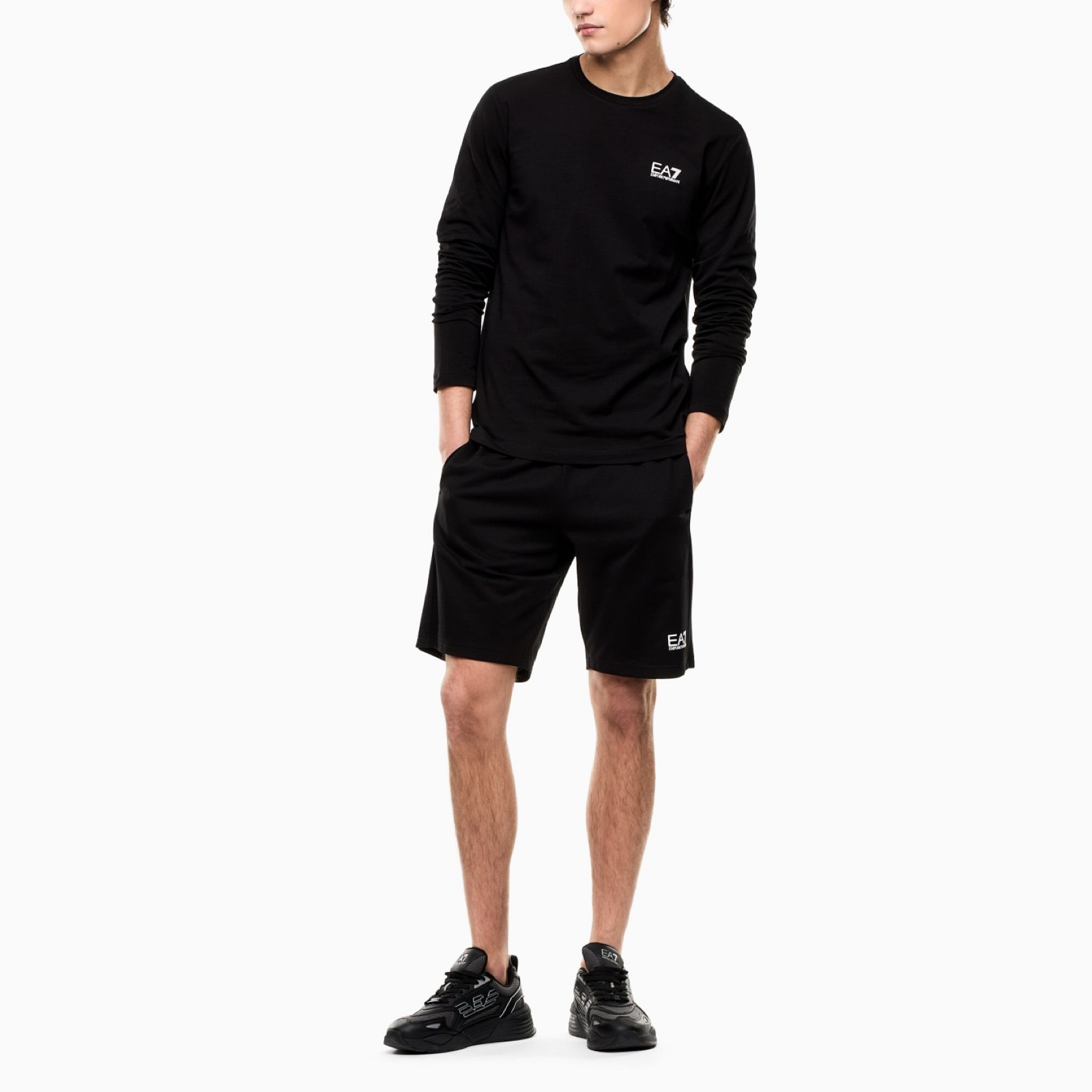 Мъжки черни къси панталони EA7 Emporio Armani Men Shorts 8NPS65 PJVRZ 1200 Front View