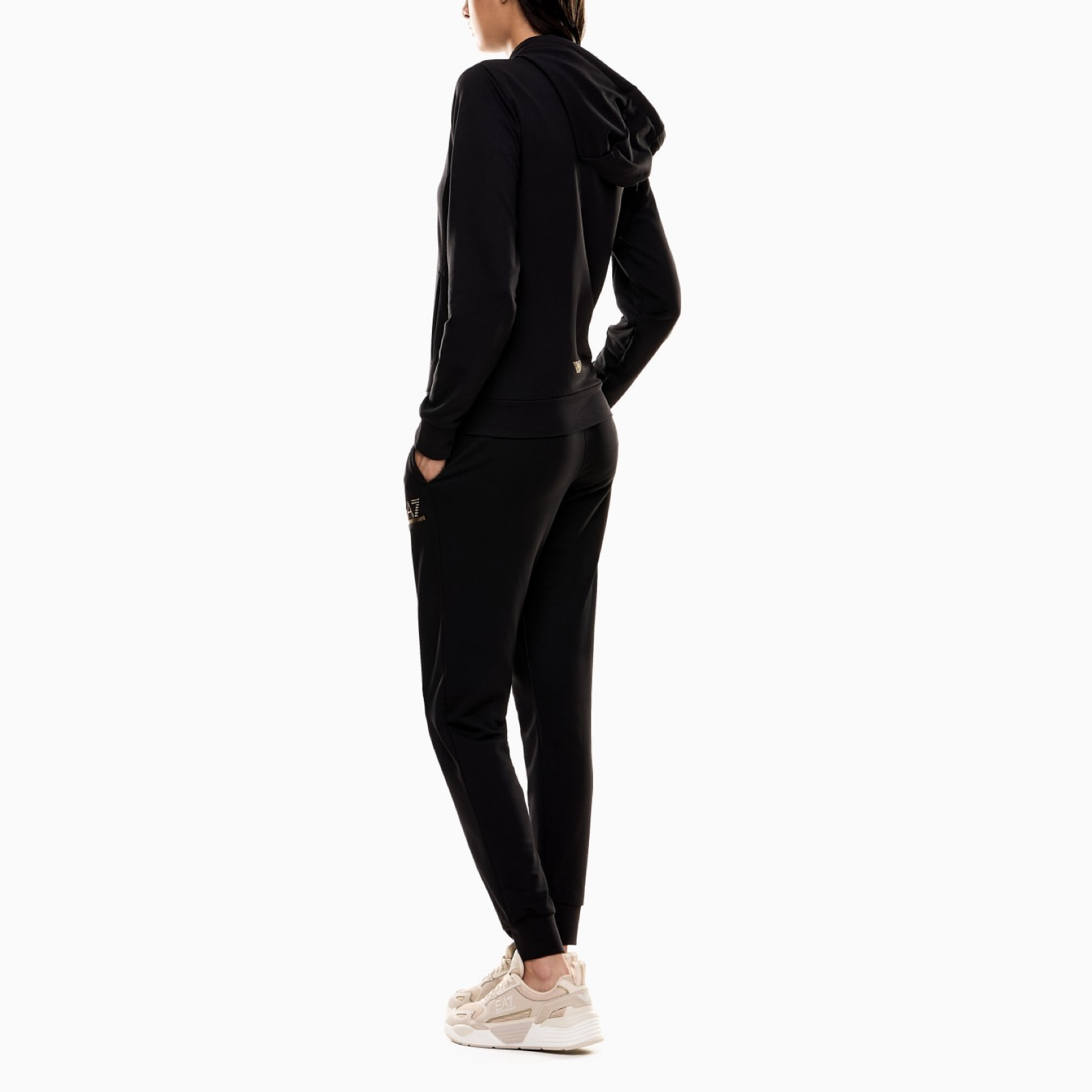 Дамски черен спортен екип EA7 Emporio Armani Women Tracksuit 8NTV51 TJ9RZ 1200 Back View