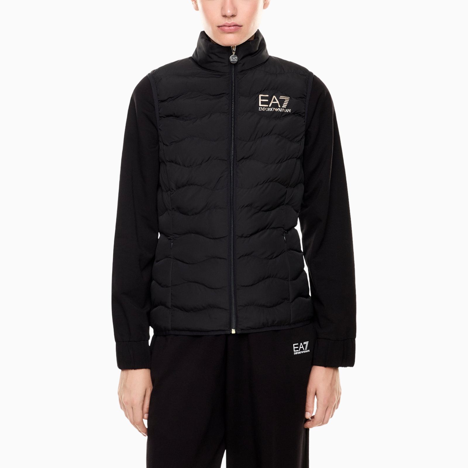 Дамски черен елек Ea7 Emporio Armani Women Gilet 8NTQ08 TNF8Z 0200 Front View