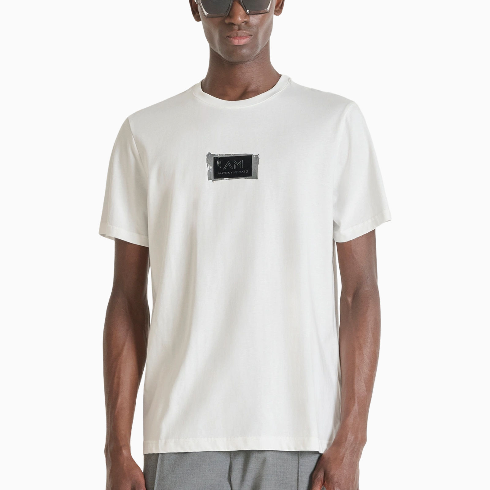 Мъжка бяла тениска Antony Morato Men T-shirt MMKS02575-FA100240 Front View
