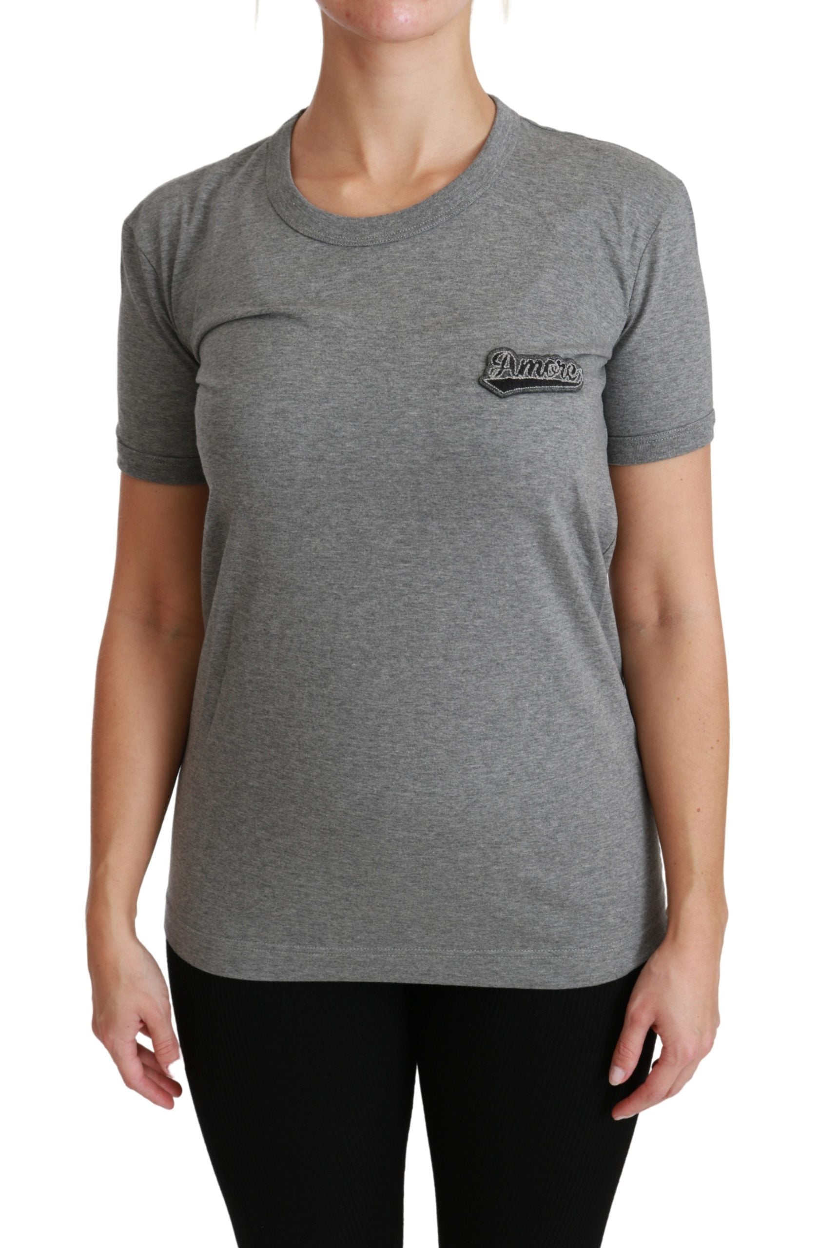 Dolce &amp; Gabbana Chic Grey Amore Tee с кръгло деколте