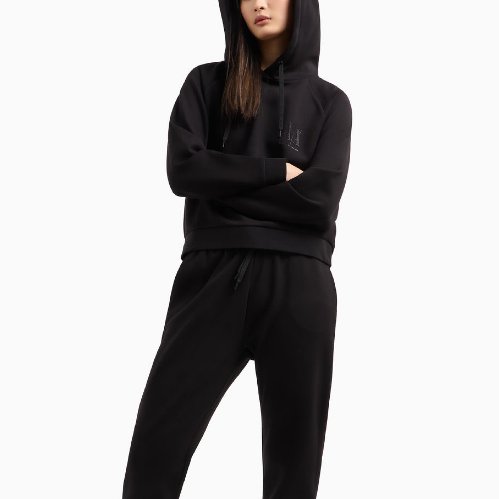 Дамско черно худи Armani Exchange Women Hoodie XW000827 AF13397 Front View