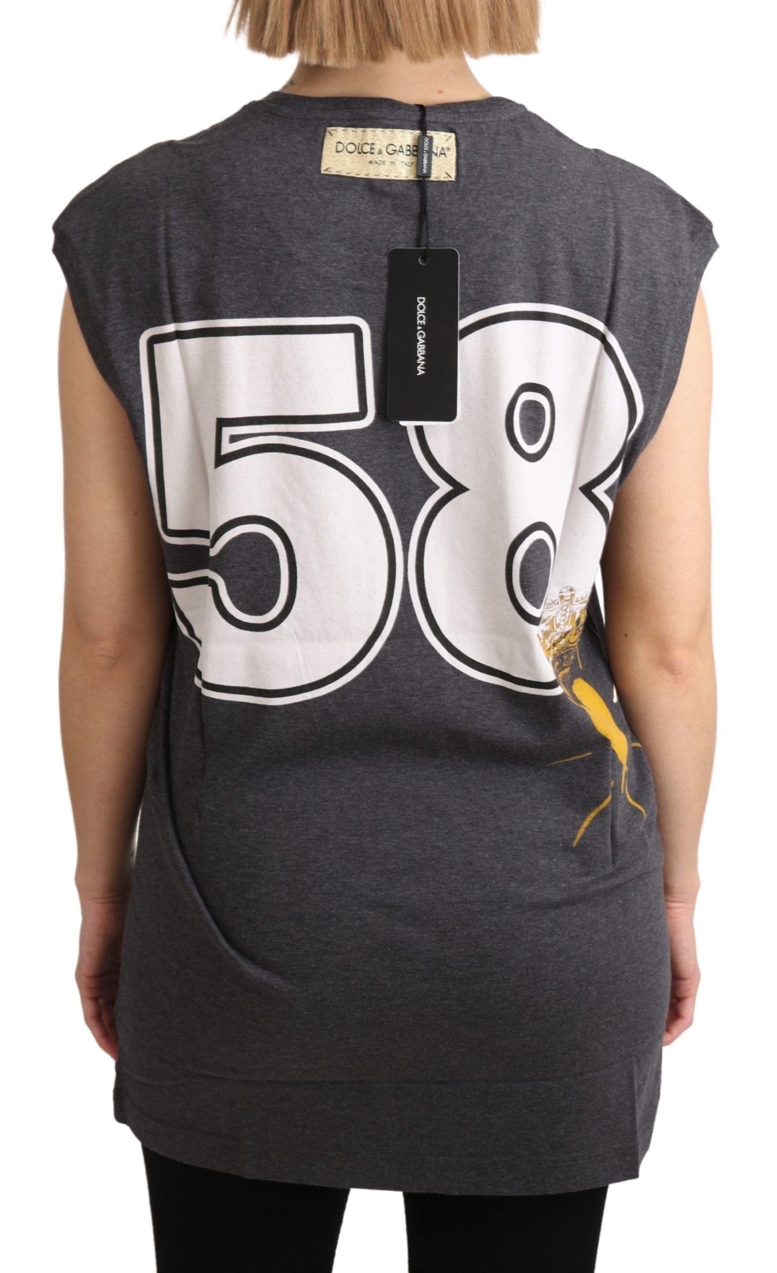 Dolce &amp; Gabbana Елегантна сива тениска с капачка и ръкави