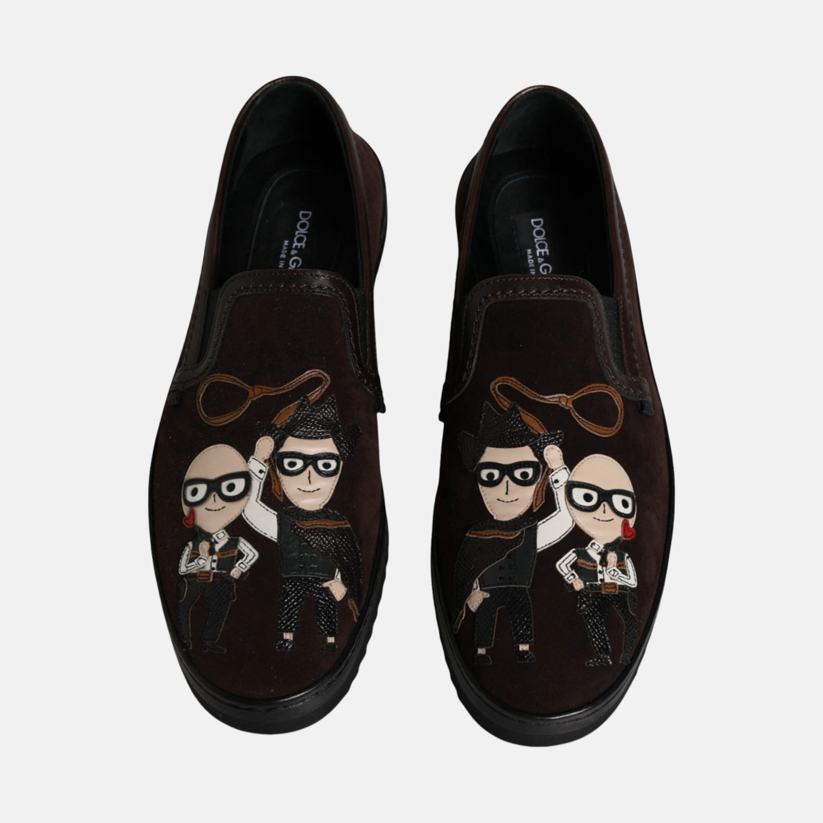 Кафяви велурени обувки Dolce &amp; Gabbana DG Family Slip On Flats