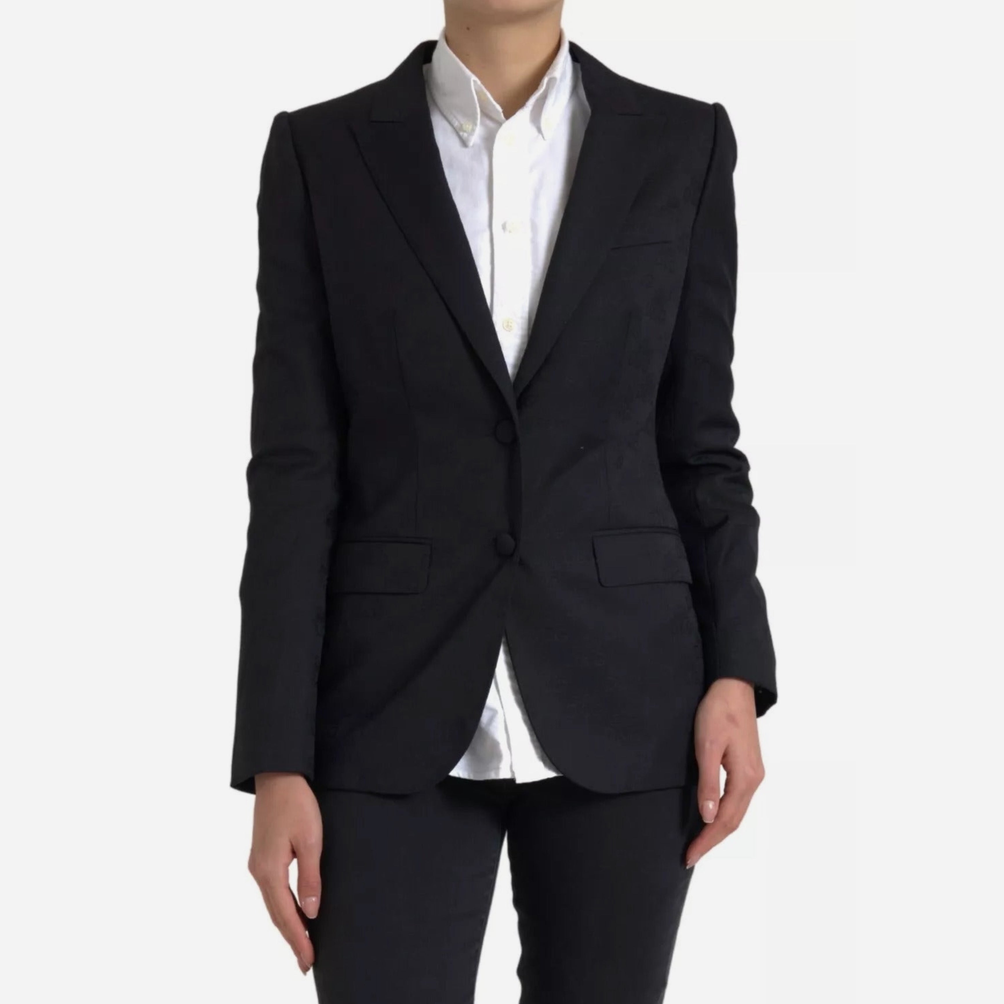 Дамско черно вълнено сако DOLCE & GABBANA Women’s Luxury Black Wool Blazer
