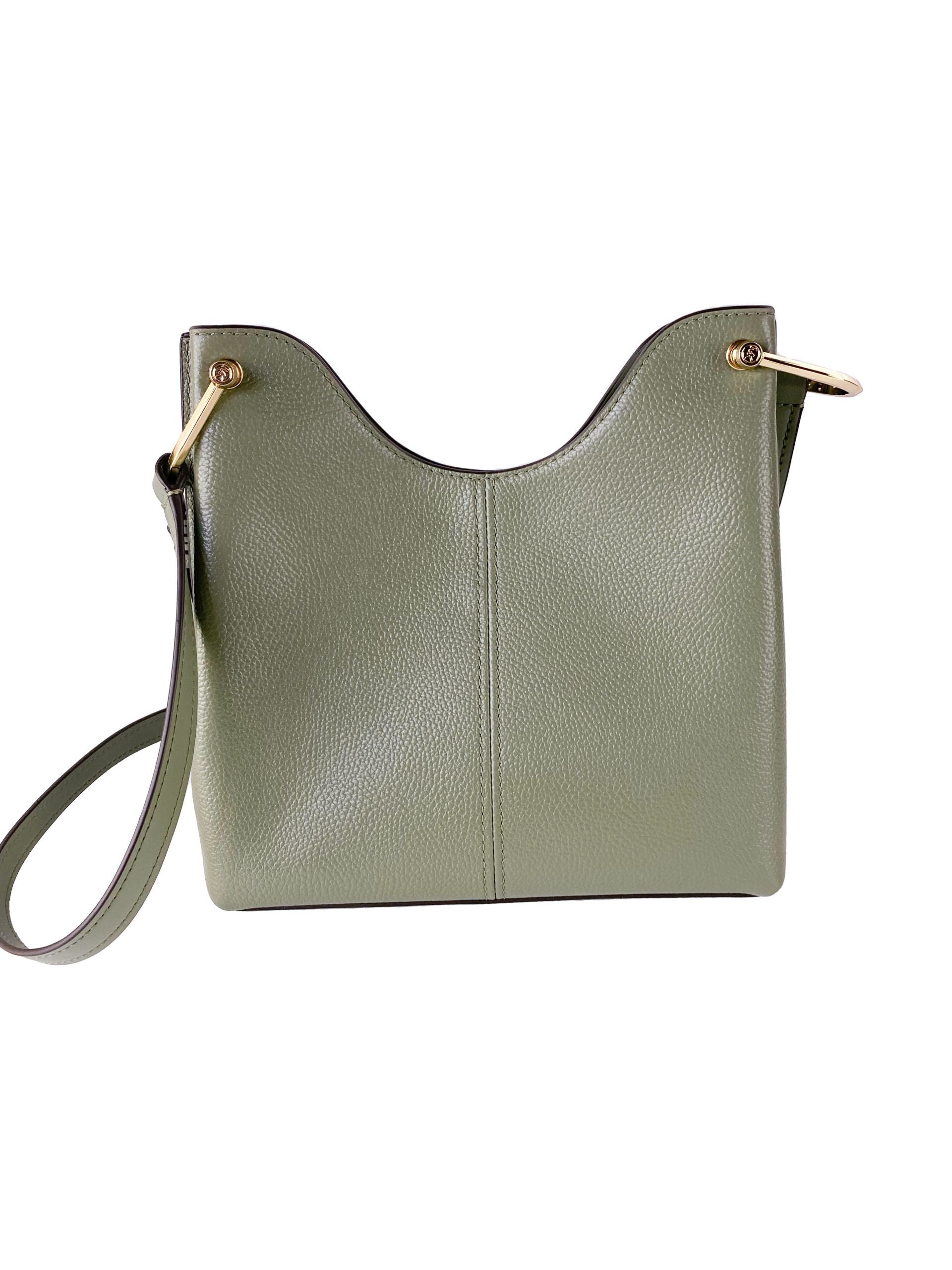 Дамска чанта Michael Kors Joan Large Perforated Suede Leather Slouchy Messenger Bag (Army Green)