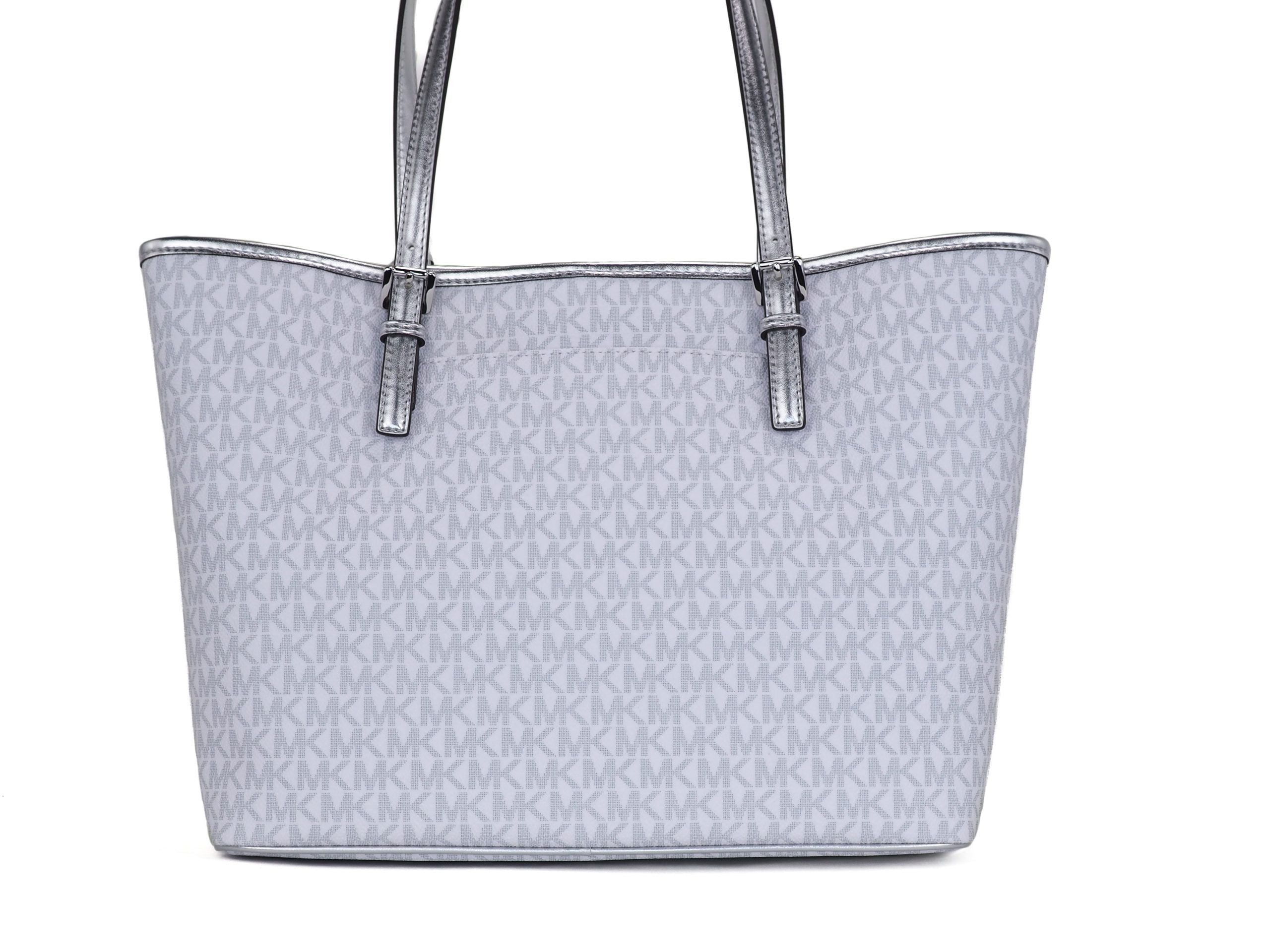 Дамска чанта Michael Kors Jet Set Girls Print Medium Signature PVC Carryall Shoulder Tote (ярко бяла многоцветна)